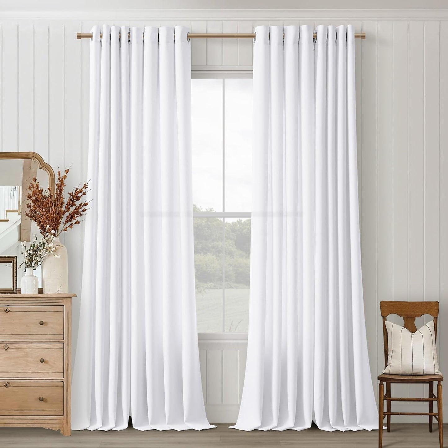 White Curtains 86 Inches Long for Living Room and Dining Spaces