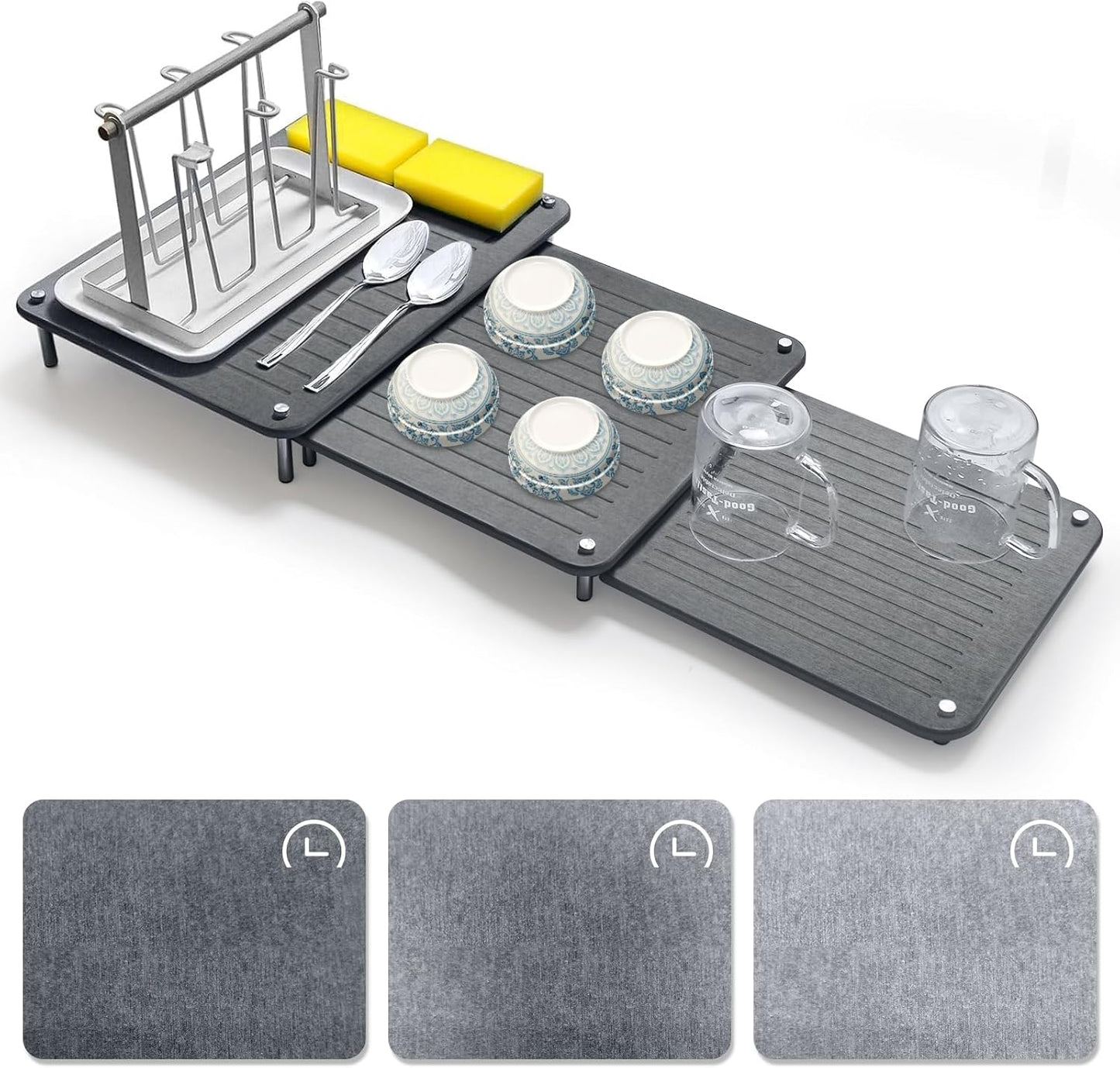 3Pcs Nesting Stone Drying Mat for Kitchen Counter - Quick Drying