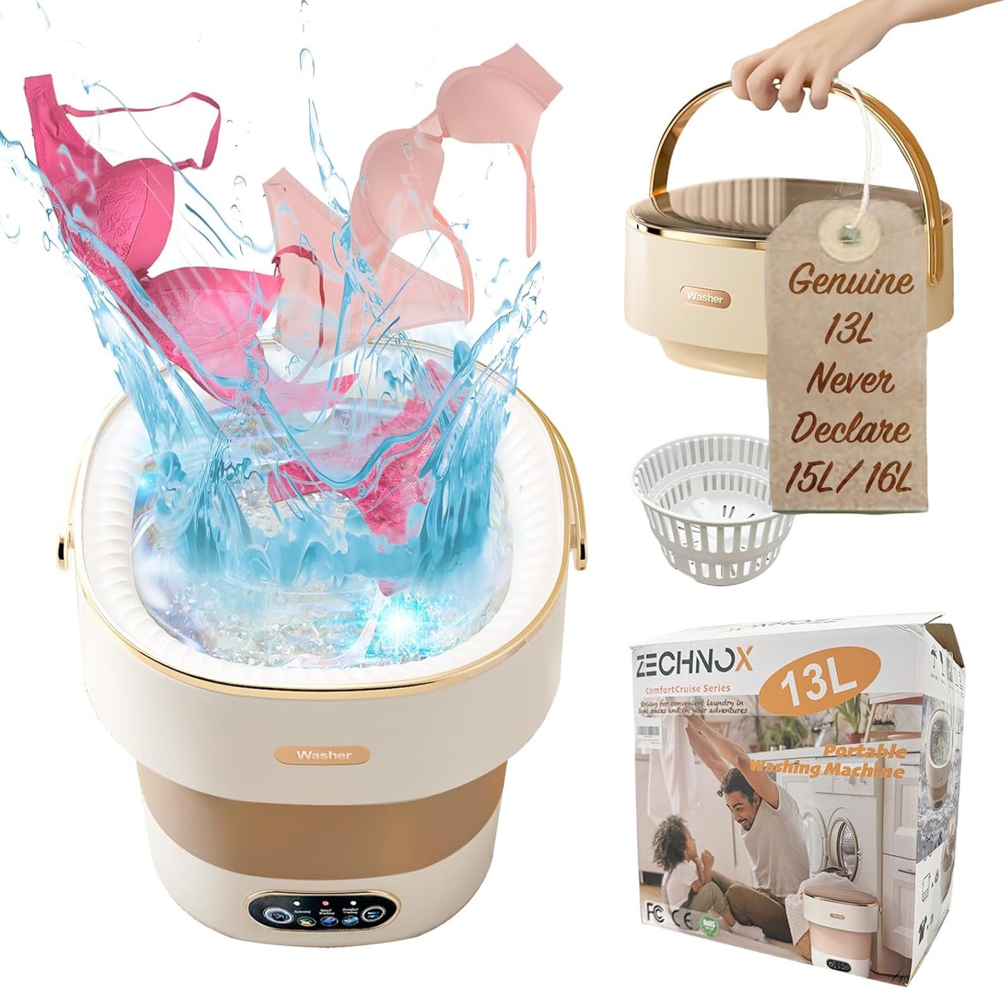 Compact Portable Washer 13L - Spin Dryer - Ideal for Travel