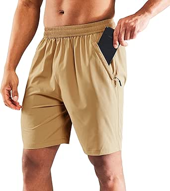 MIER Men's Quick Dry Running Shorts with Zipper Pocket for Fitness