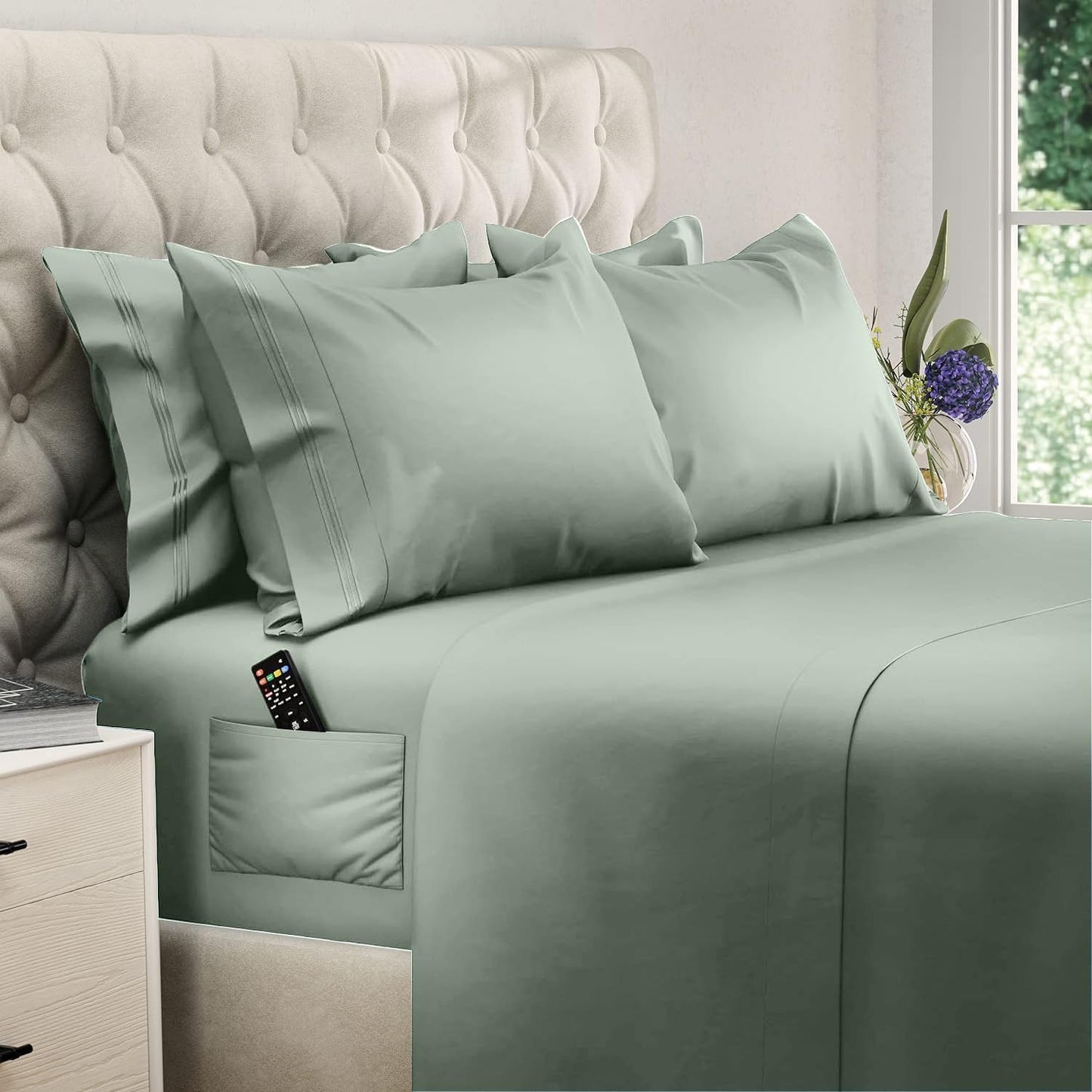 DREAMCARE Full Size Sheets Set - 6 Pcs Deep Pocket Cooling