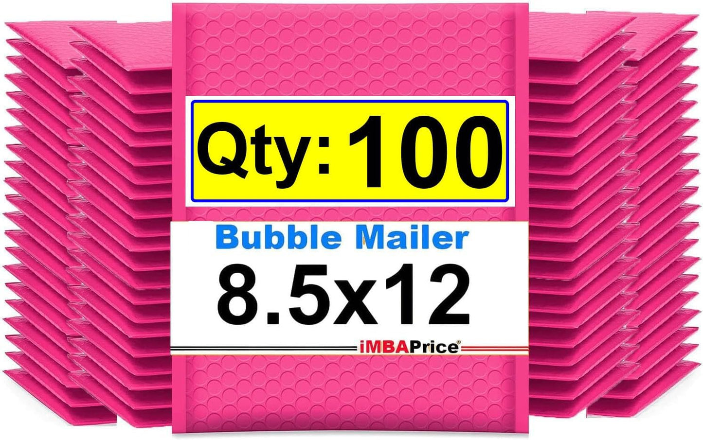 Hot Pink Bubble Mailers 8.5x12 Inch Self-Seal 100 Pack
