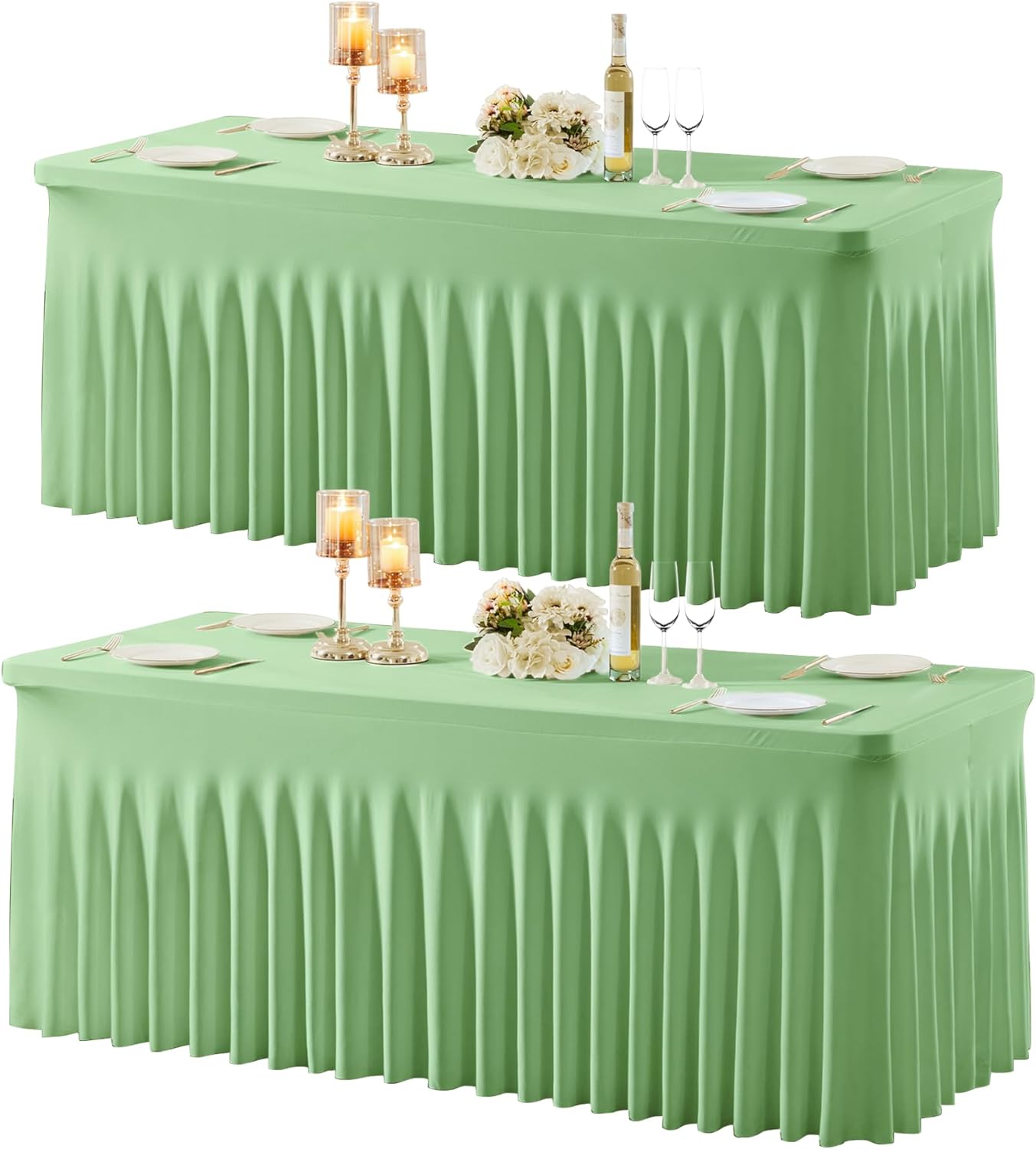 Sage Green Fitted Table Cloths for 6ft Rectangle Tables
