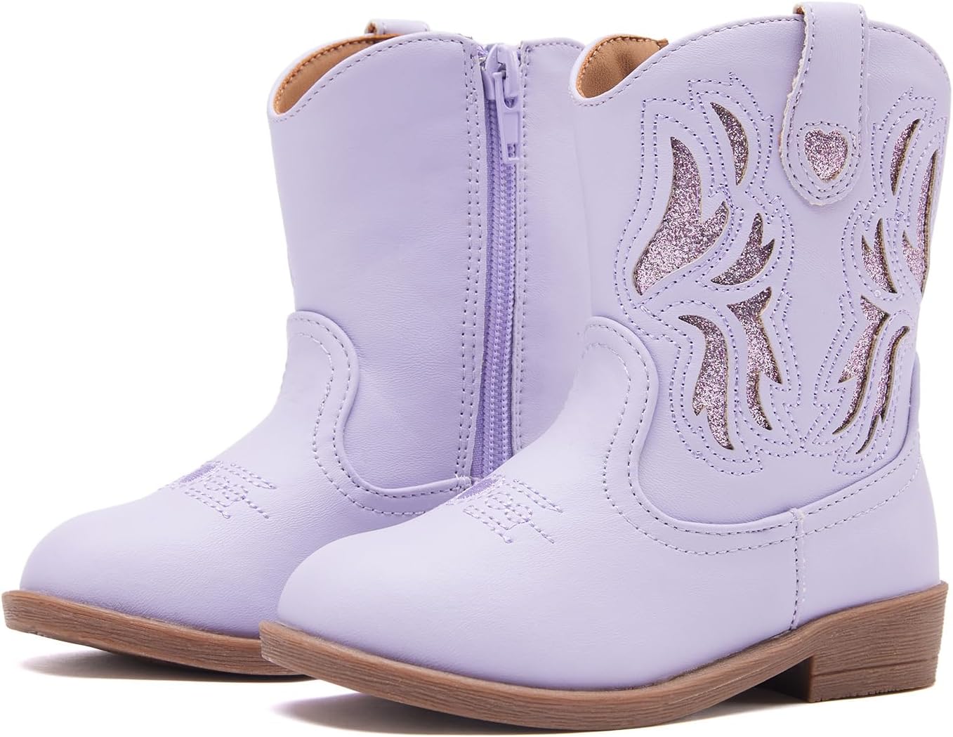 Toddler Girls Cowboy Boots with Side Zipper for All Seasons