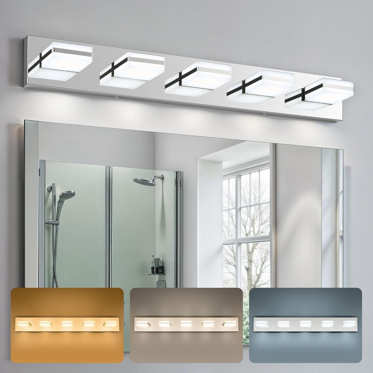 VONLUCE 5-Light Modern LED Bathroom Vanity Light Fixture