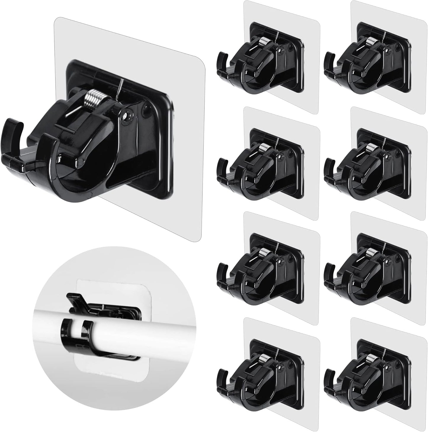 Zero Drill Curtain Rod Brackets, Set of 8 Self-Adhesive Hooks - Easy Install!