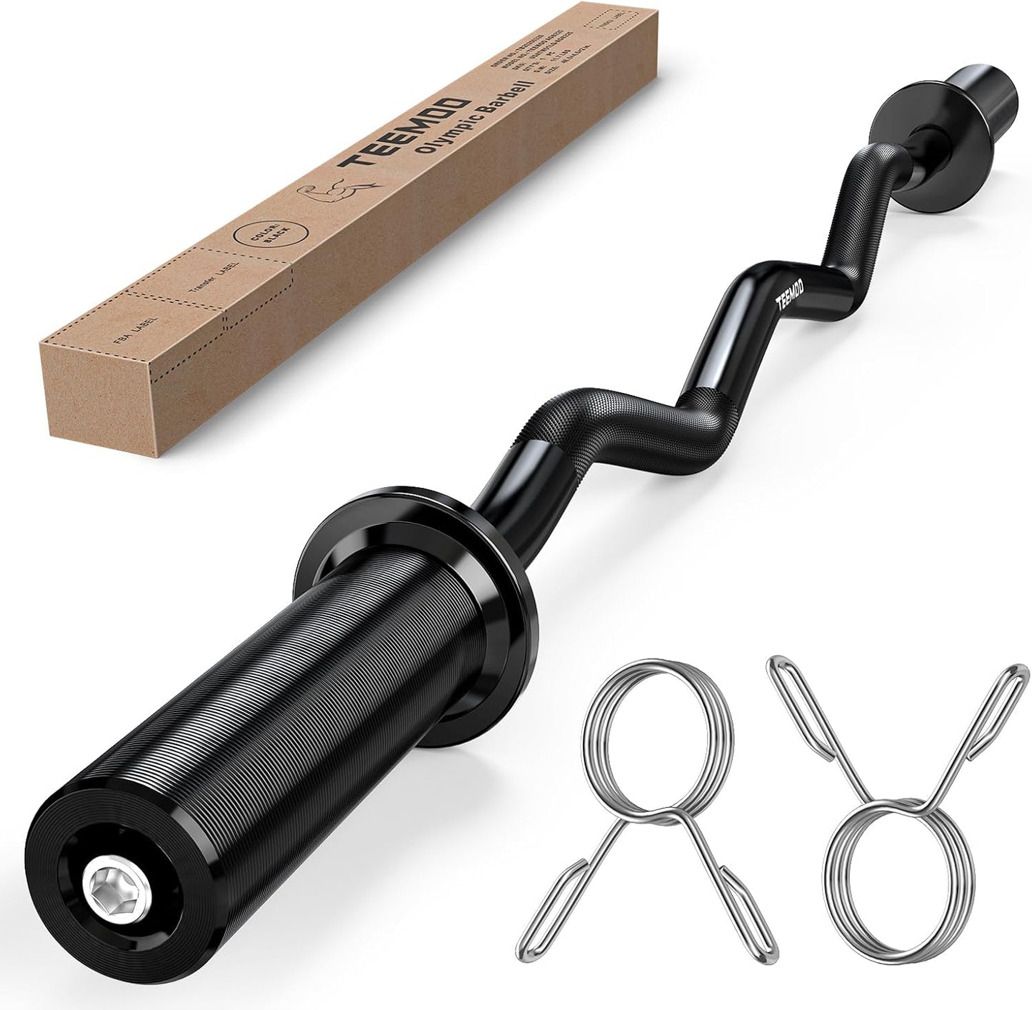 TEEMOO Olympic EZ Curl Barbell Bar for Weight Lifting and Biceps