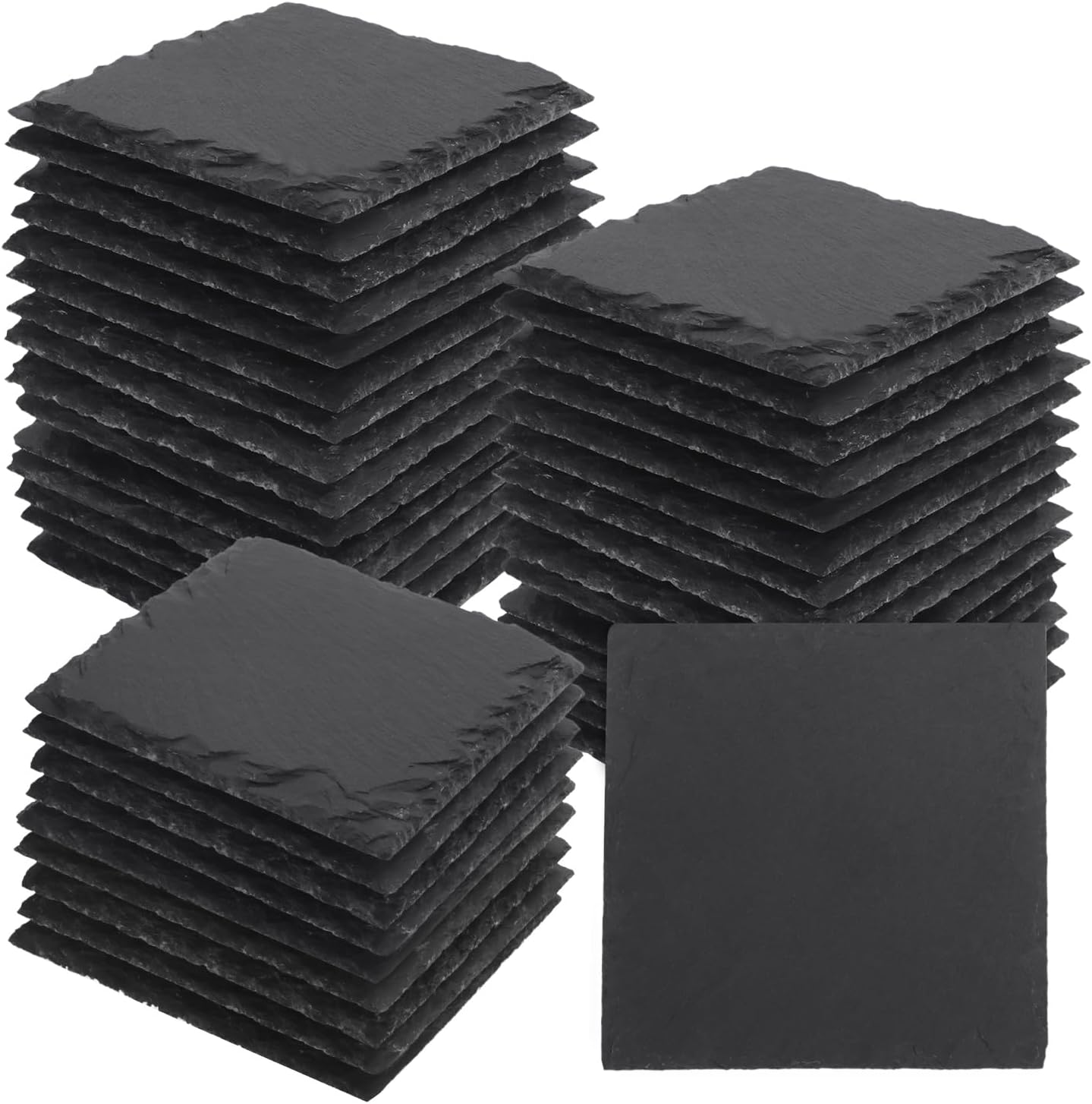 40 Pack 4 Inch Square Slate Coasters for Drinks and Decor