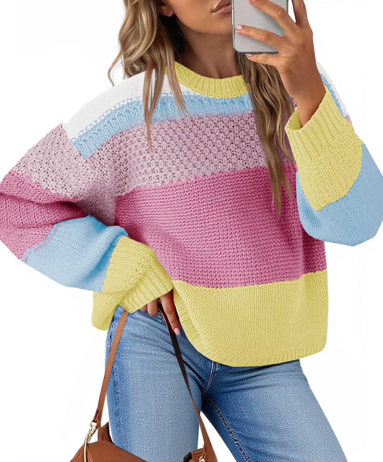 Saodimallsu Womens Color Block Cropped Sweaters Review