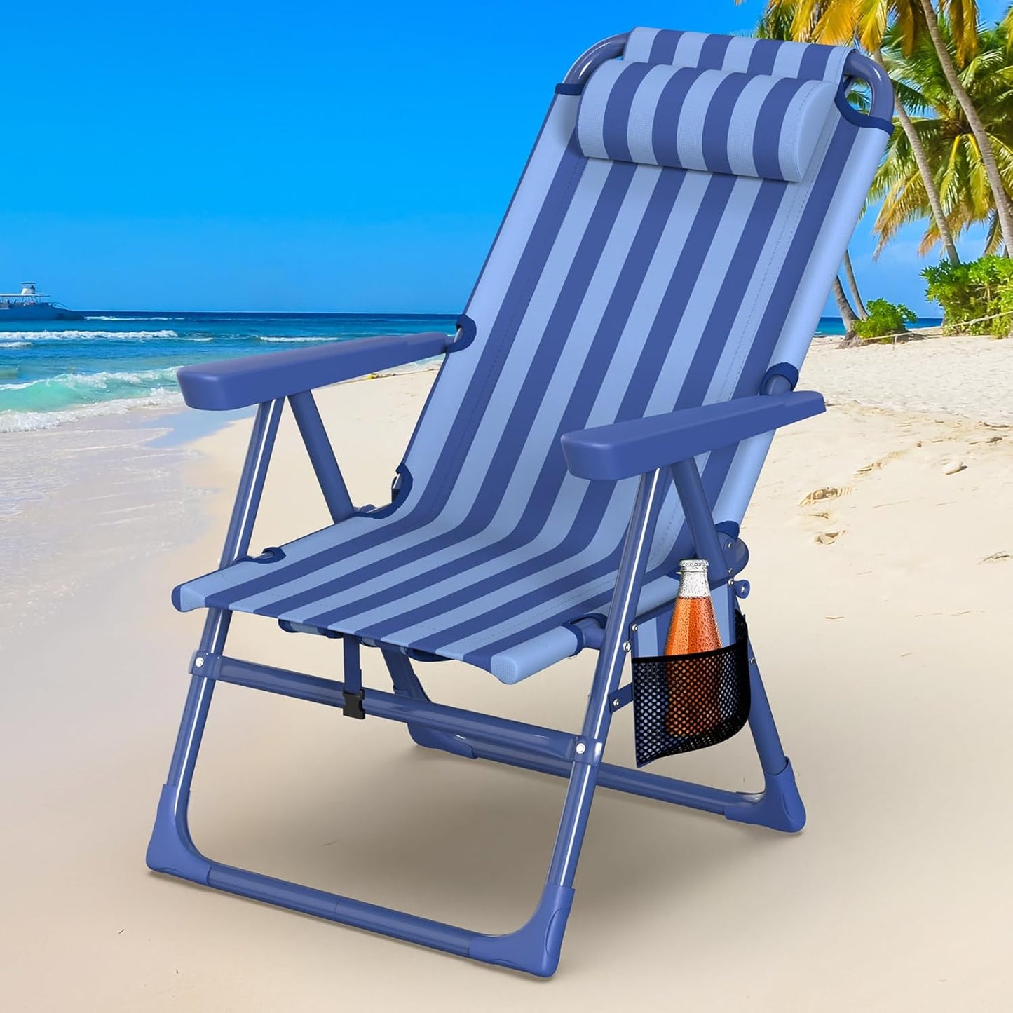 Suteck Backpack Beach Chair - 6-Position Folding Recliner