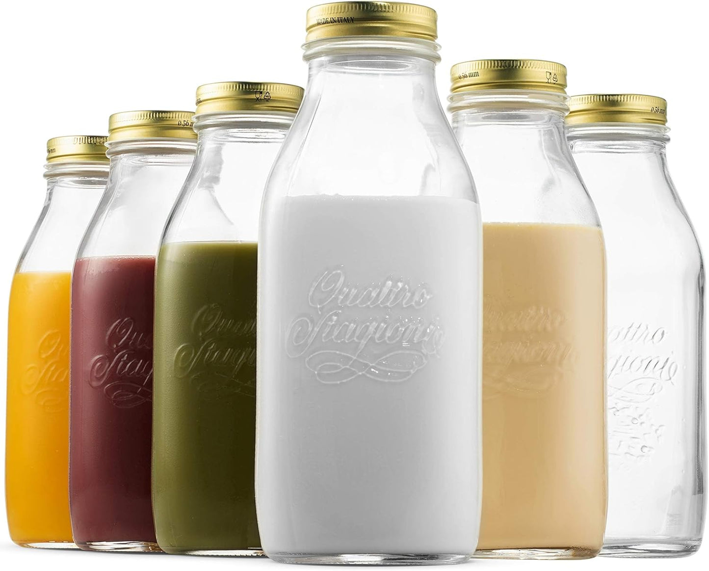 Bormioli Rocco Quattro Stagioni Glass Milk Bottle Set of 6