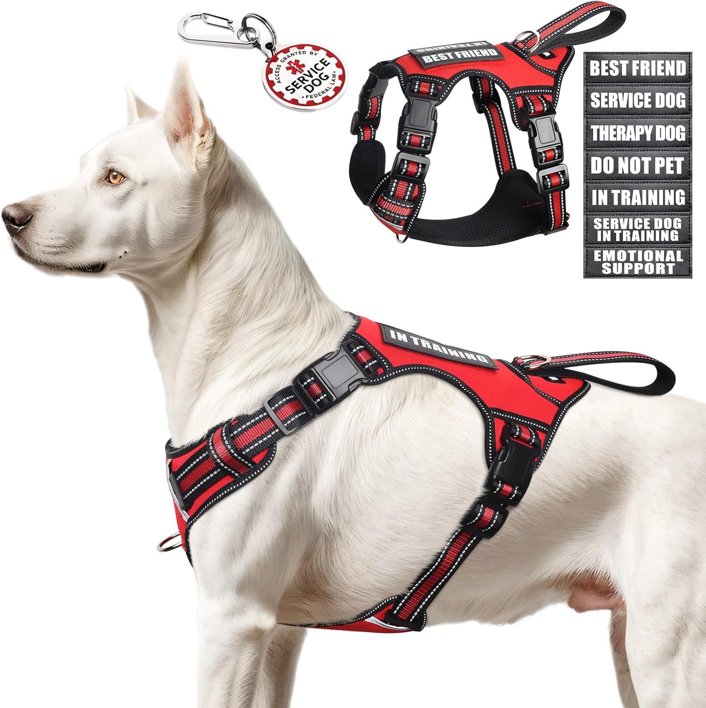 WINSEE Service Dog Vest No Pull with 7 Patches and ID Tag