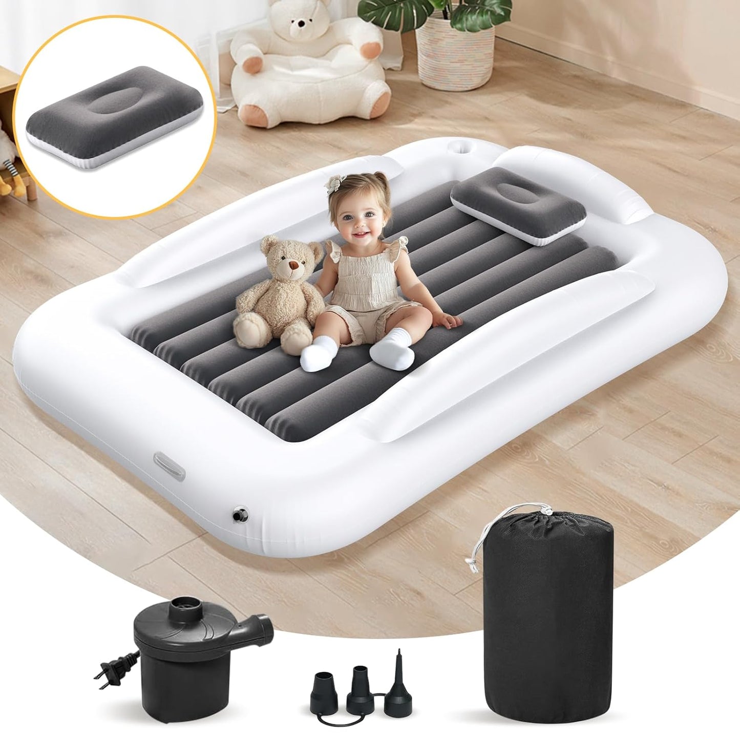 Inflatable Kids Travel Bed - Portable Air Mattress for Comfort