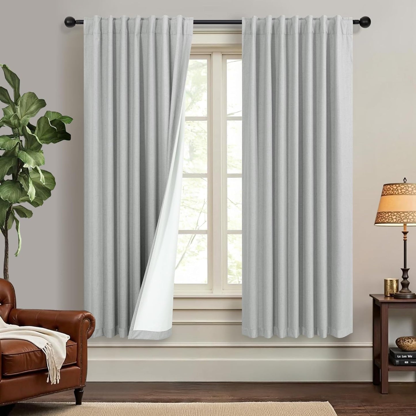 Light Grey Living Room Blackout Curtains for Modern Elegance