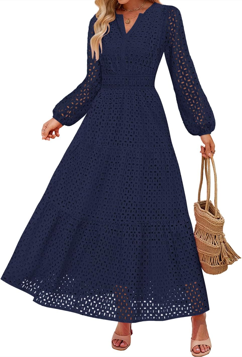ZESICA Women's Long Sleeve Maxi Dress for Fall Fashion Style