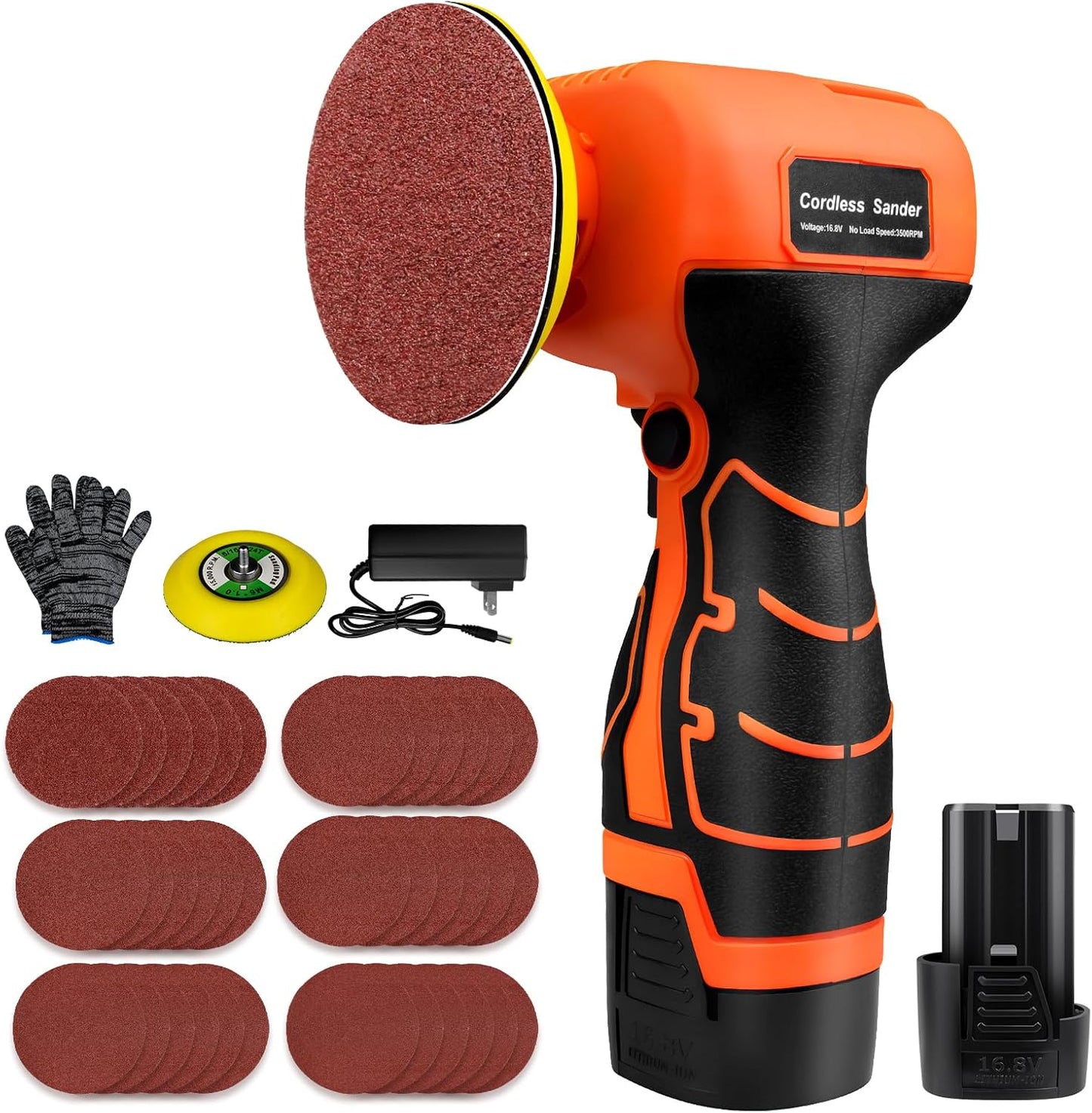 16.8V Cordless Electric Sander with 36PCS Sandpapers for DIY