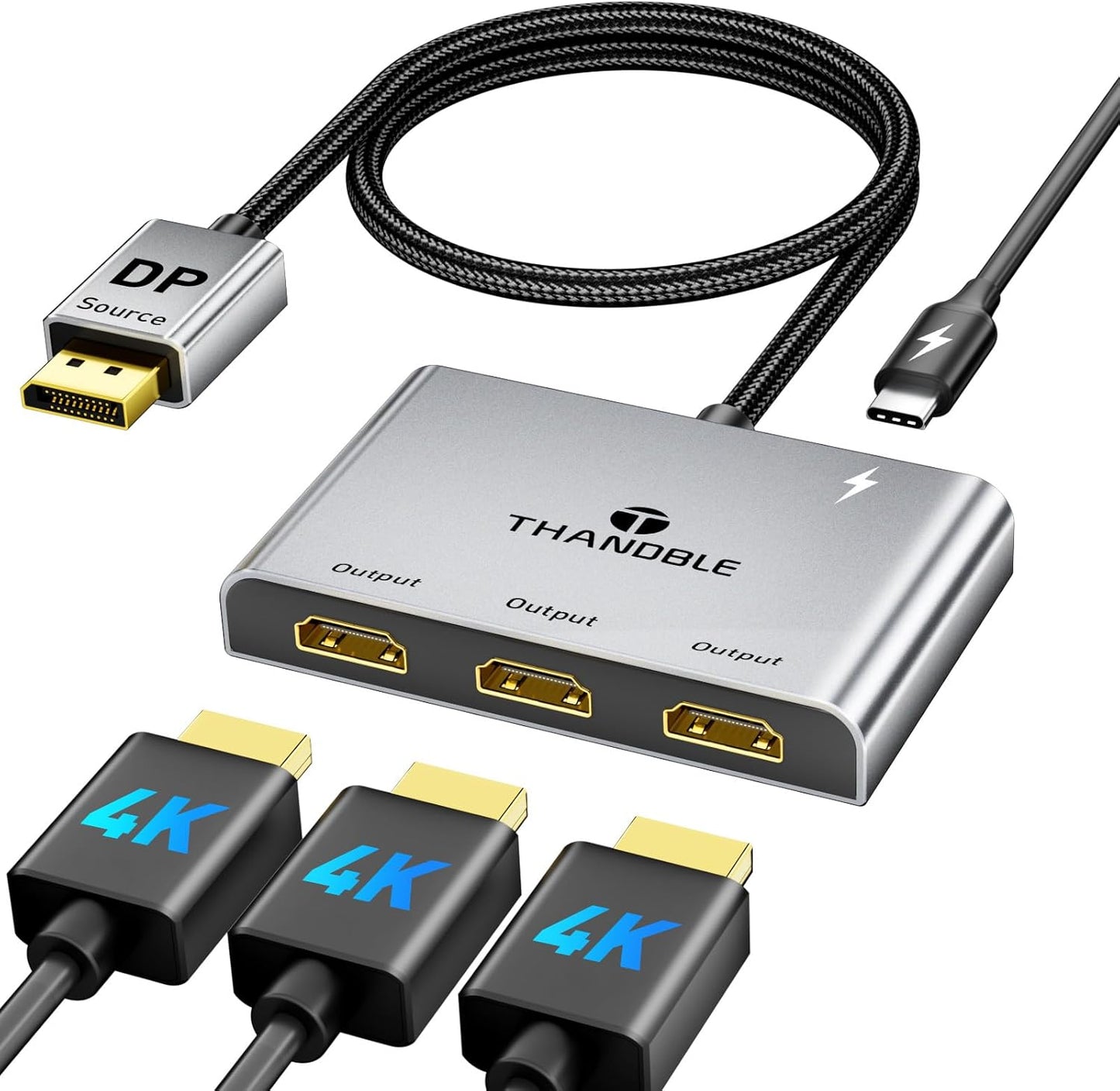 DisplayPort to HDMI Splitter for Multi Monitor Setup 4K@60Hz