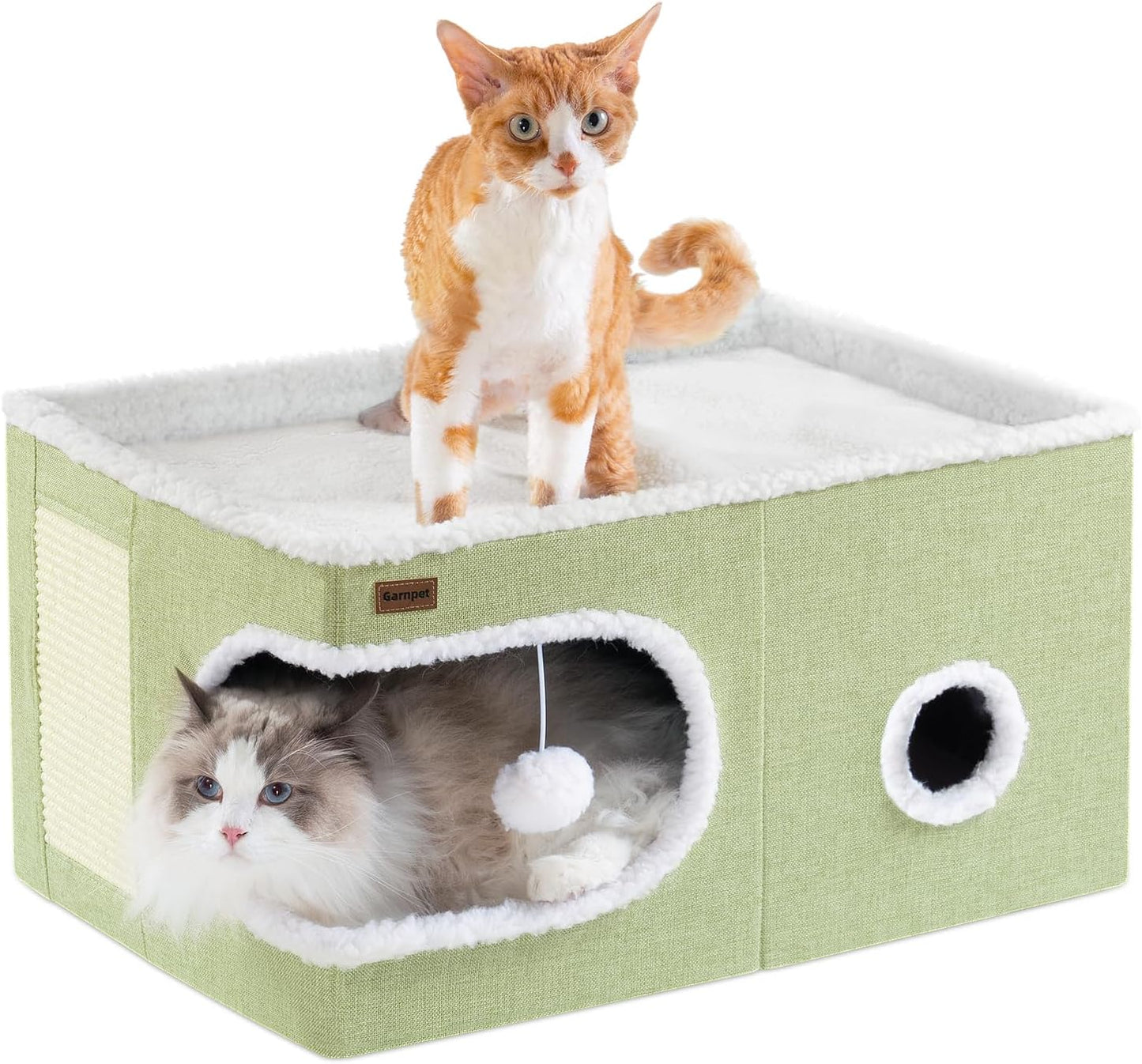 Cozy Cat Bed for Indoor Cats with Cave Design and Scratch Pad
