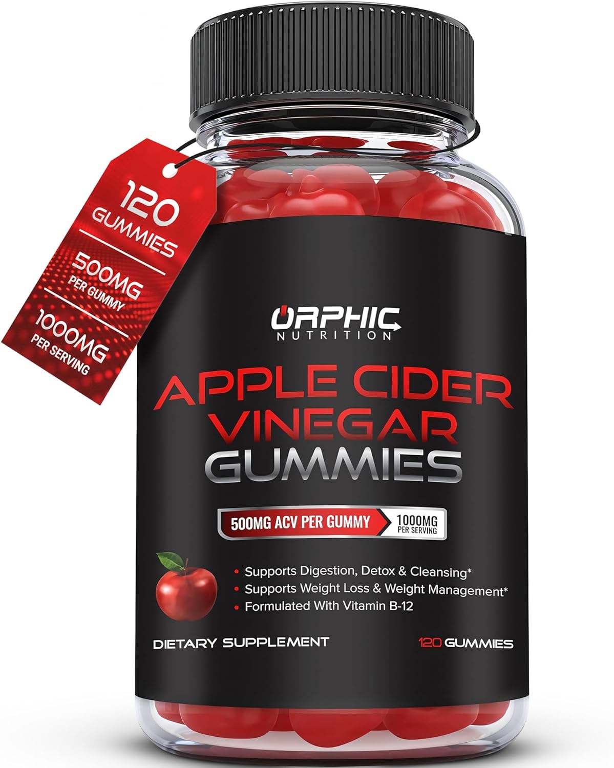 Energy & Gut Support ACV Gummies - 1000mg - Detox & Digest - VIT B12, Beetroot