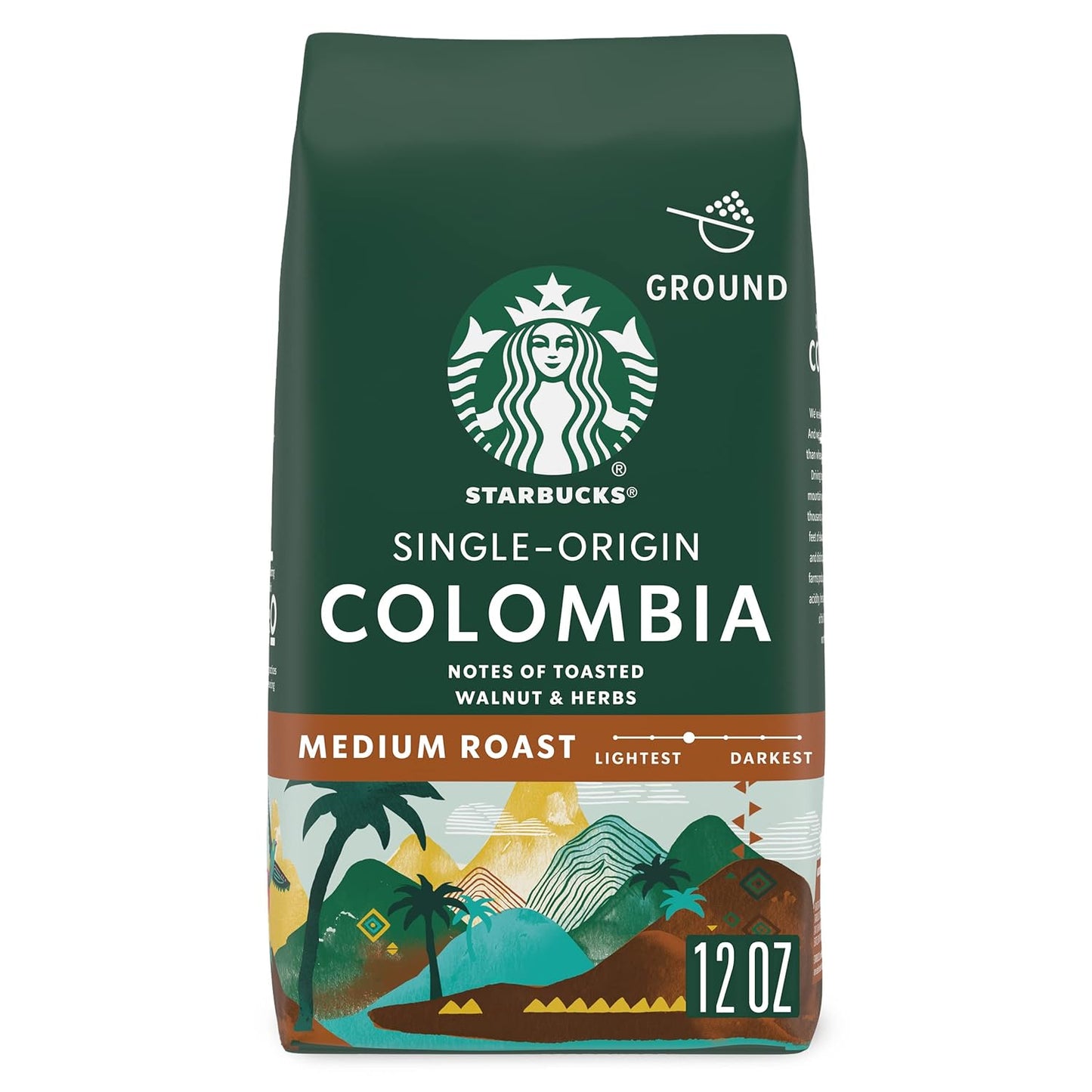 Starbucks Colombia Medium Roast Ground Coffee | 100% Arabica | 12 oz