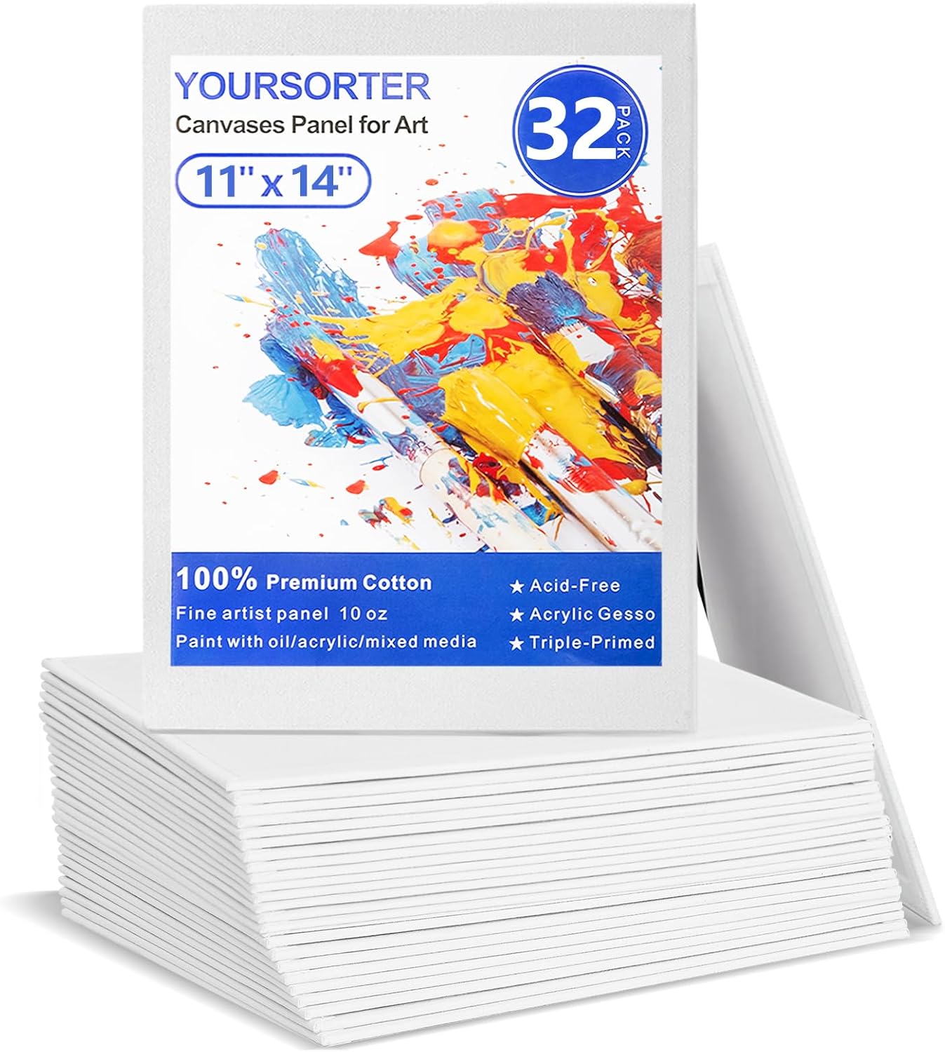 Canvas for Painting 11x14 inch - 32 Pack Bulk Art Supplies