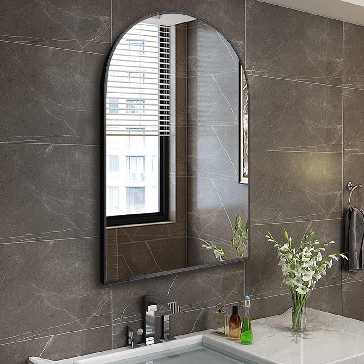 Modern Arched Wall Mirror with Metal Frame for Any Room