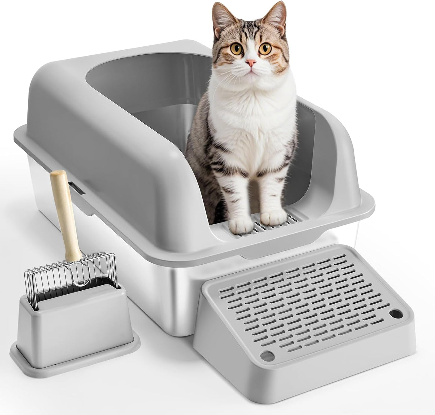 VEVOR Stainless Steel Cat Litter Box for Large Cats, XL Size