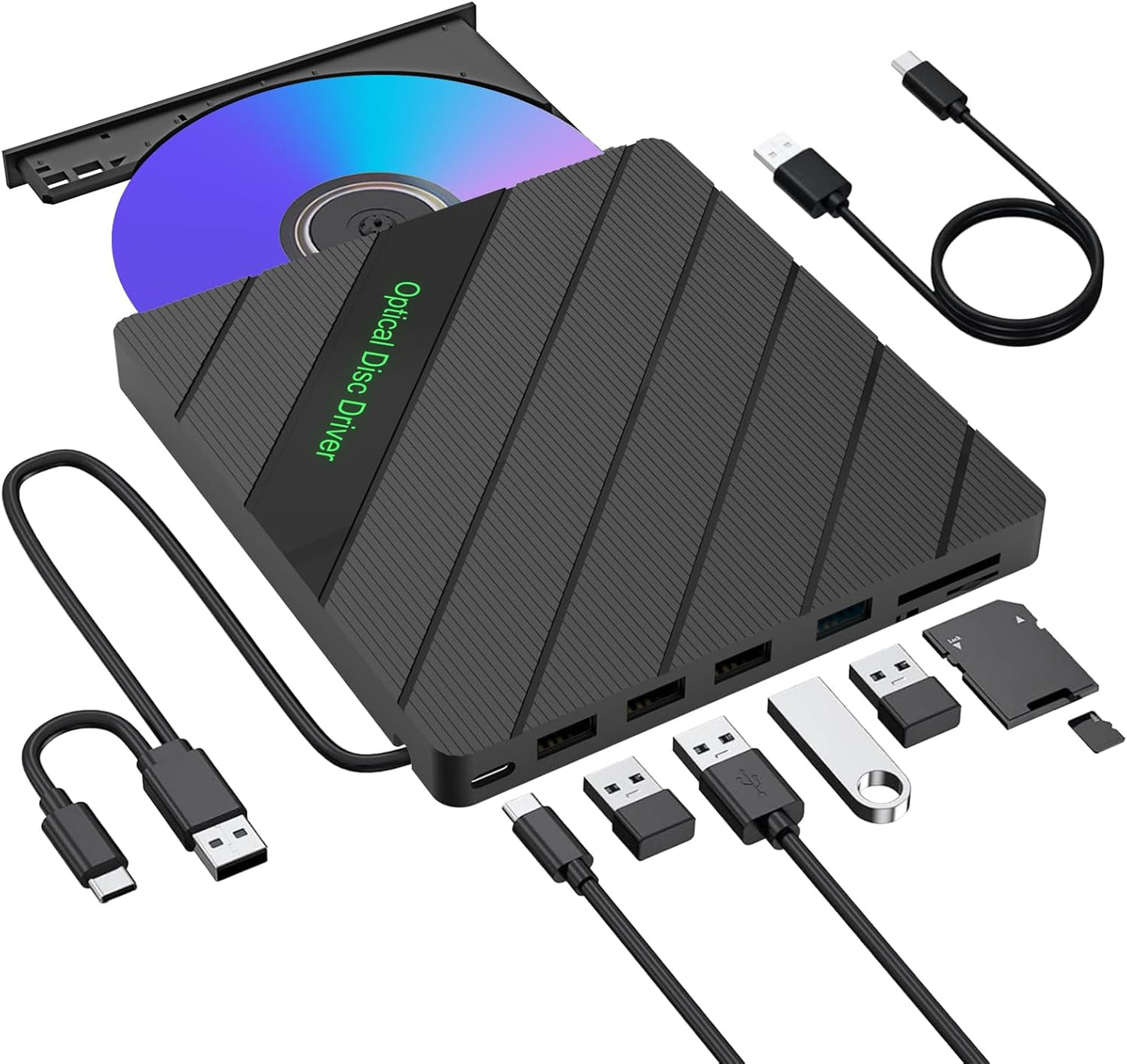 Versatile 8-in-1 External CD/DVD Drive: Boost Laptop Functionality!