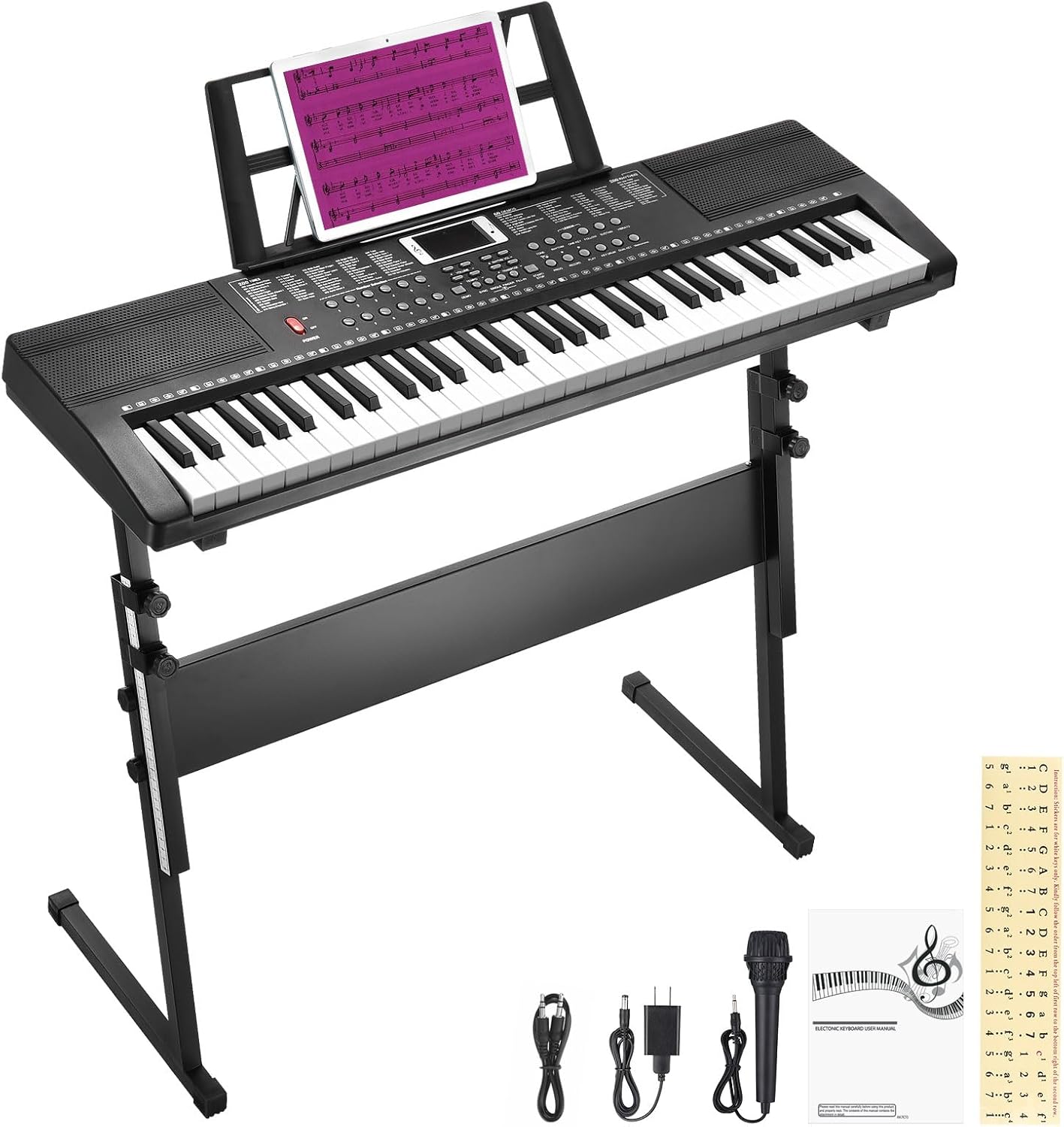 RIVVTA 61 Key Keyboard Piano with Stand for Beginners Fun