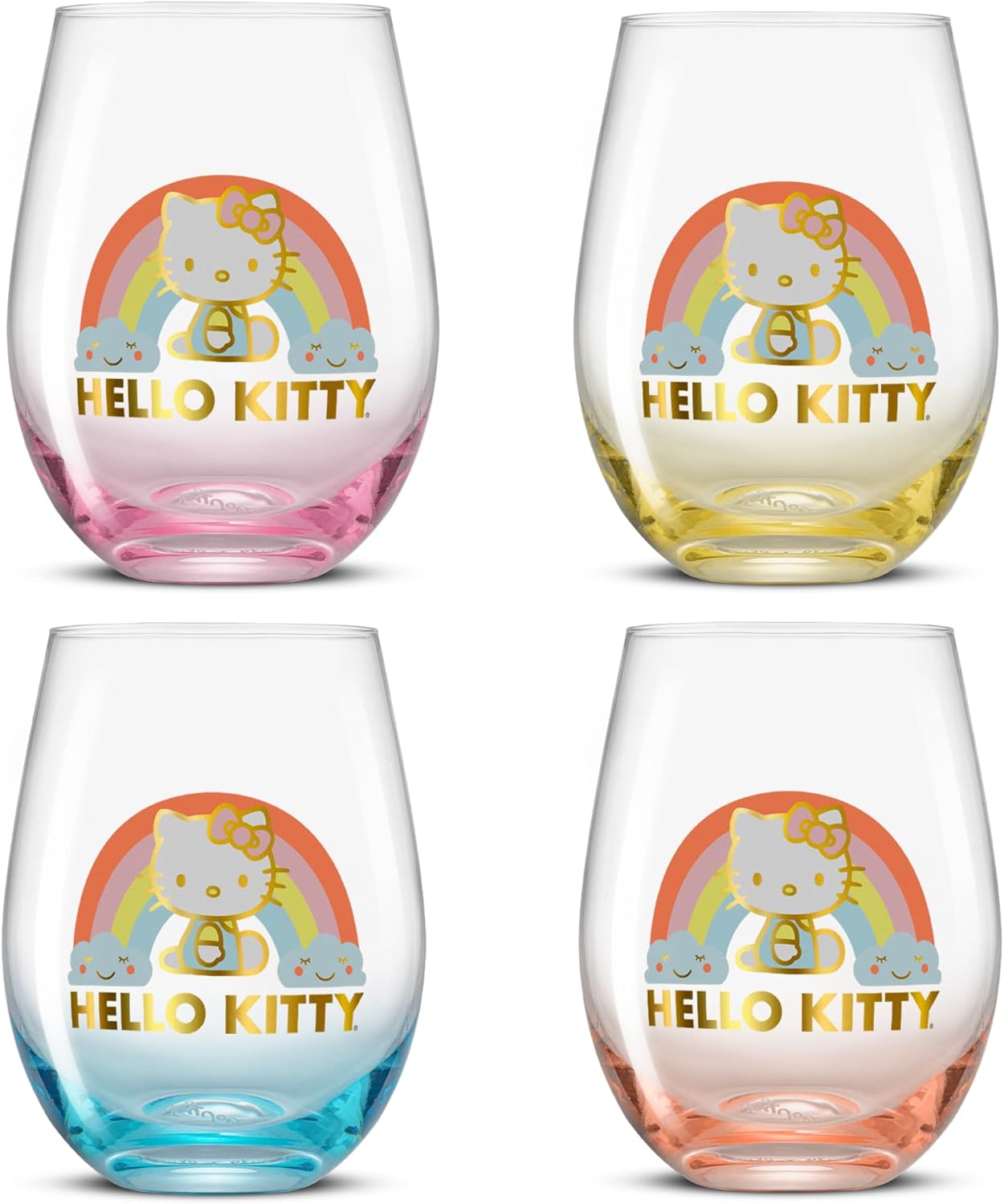 Hello Kitty Sweet Rainbow Stemless Drinking Glasses Set of 4