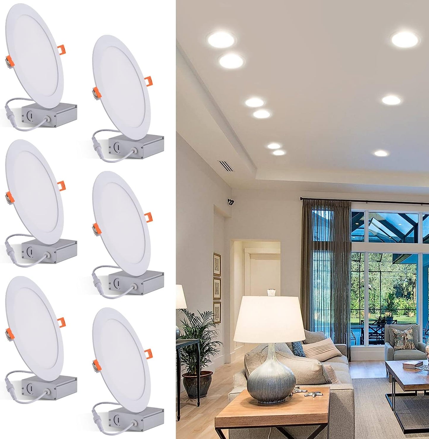 8 Inch LED Recessed Light - Ultra Thin Canless Downlight Pack