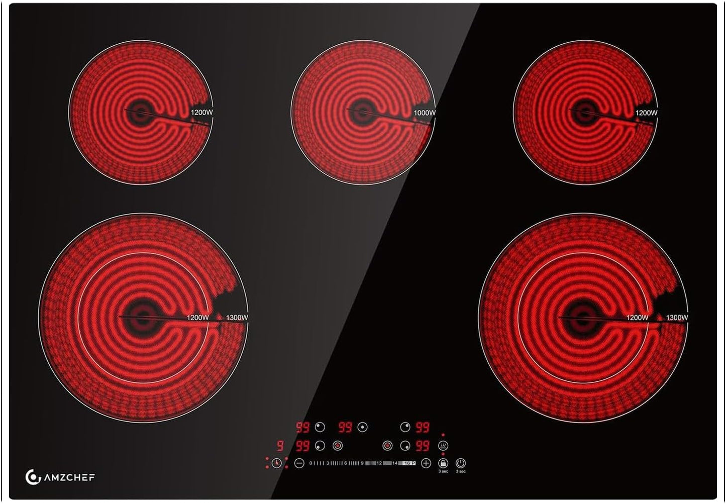 AMZCHEF 30 Inch Electric Cooktop with 8400W Power and Timer