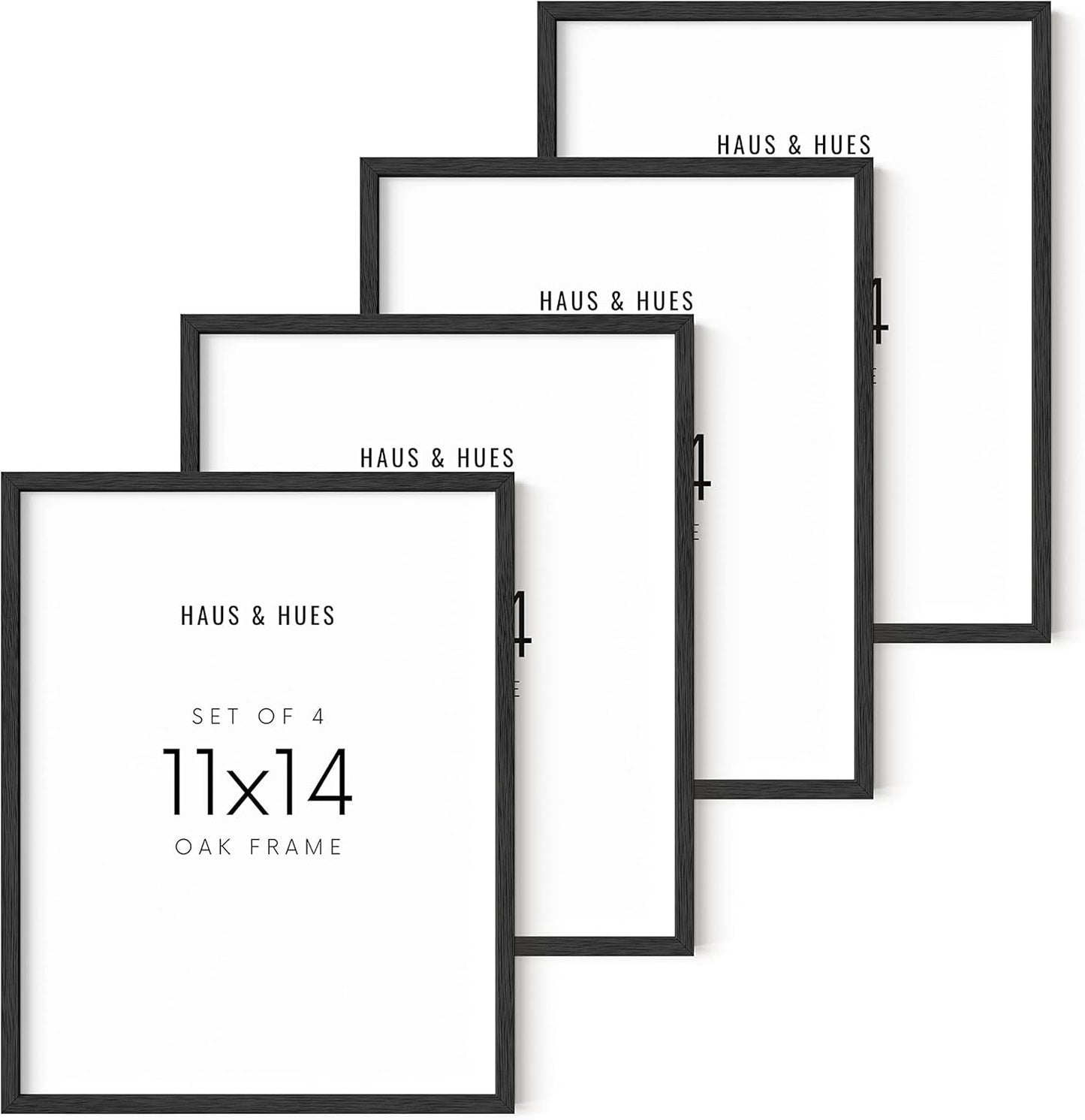 Haus and Hues 11x14 Black Oak Wood Frames Set of 4 for Art