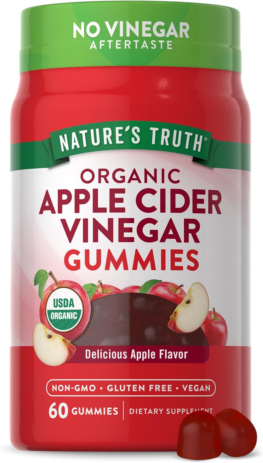 Organic Apple Cider Vinegar Gummies | 60 ct | USDA Certified | Vegan & Gluten Free