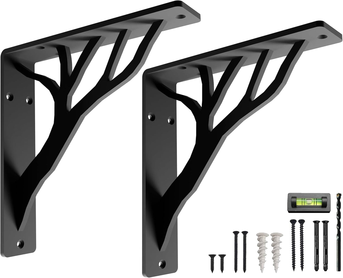 Rustic Tree Black Heavy Duty Shelf Brackets for Strong Support