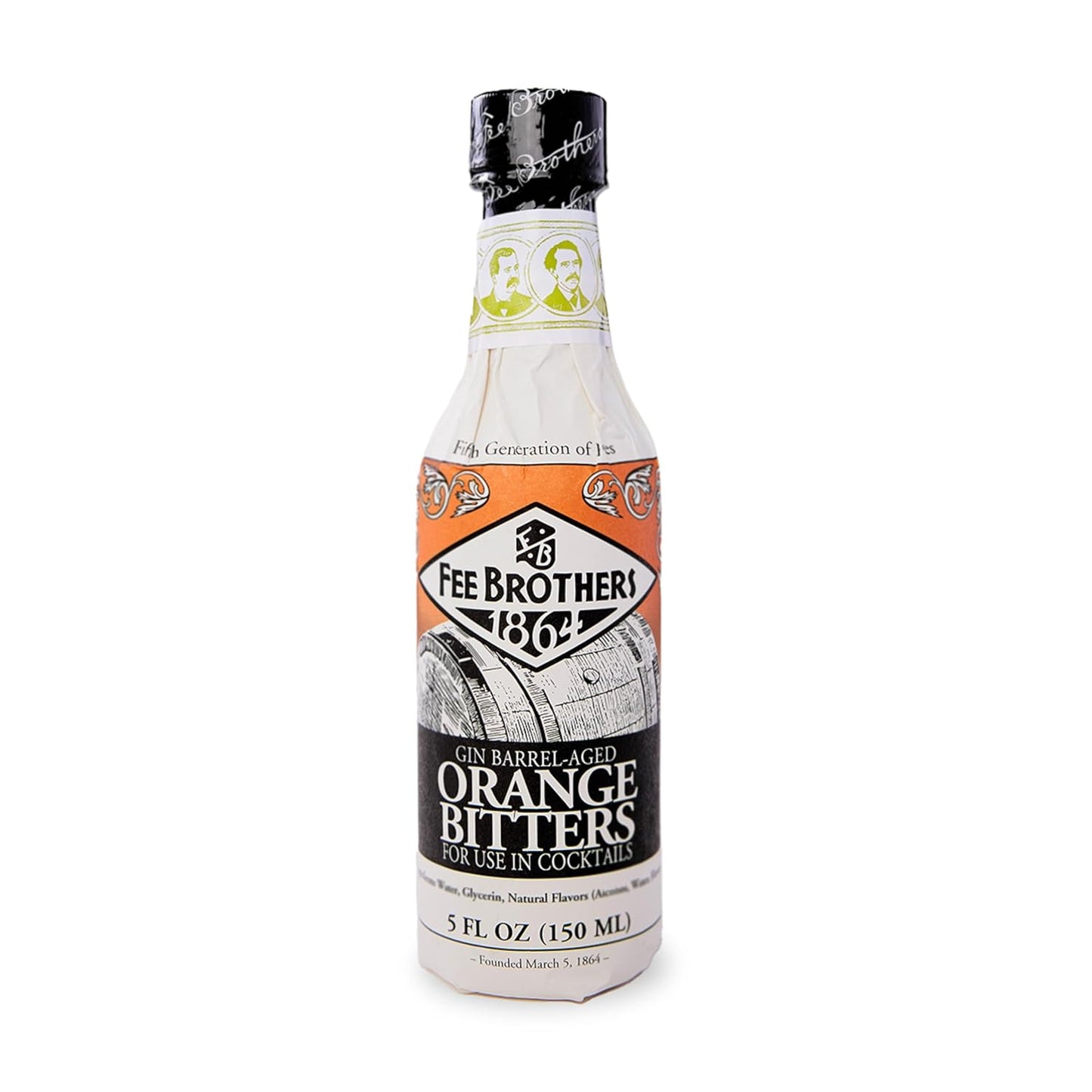 Fee Brothers Gin Barrel-Aged Orange Bitters - Intense Flavor, Gluten-Free, Vegan, 5 oz