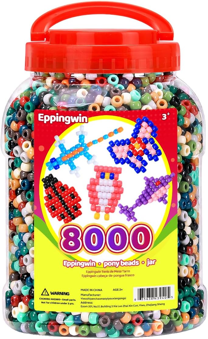 8000+pcs Large Pony Beads for Jewelry Making and Crafts
