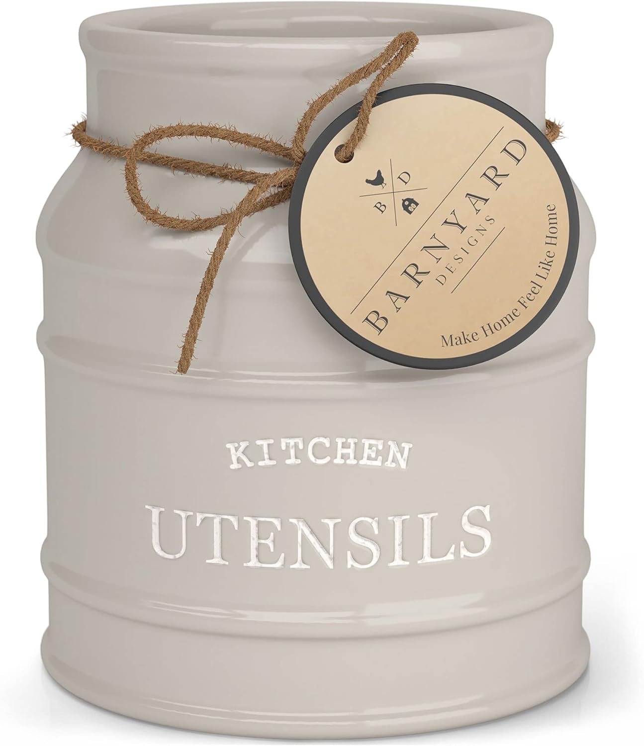 Farmhouse Utensil Holder for Kitchen Counter - Rustic Decor