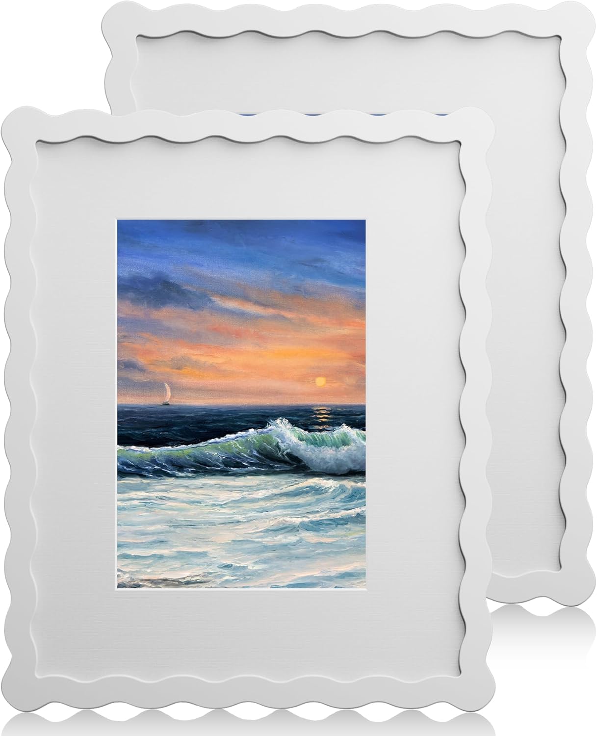8X10 Wavy Picture Frame with Mat for 5x7 Photos - 2 Pack