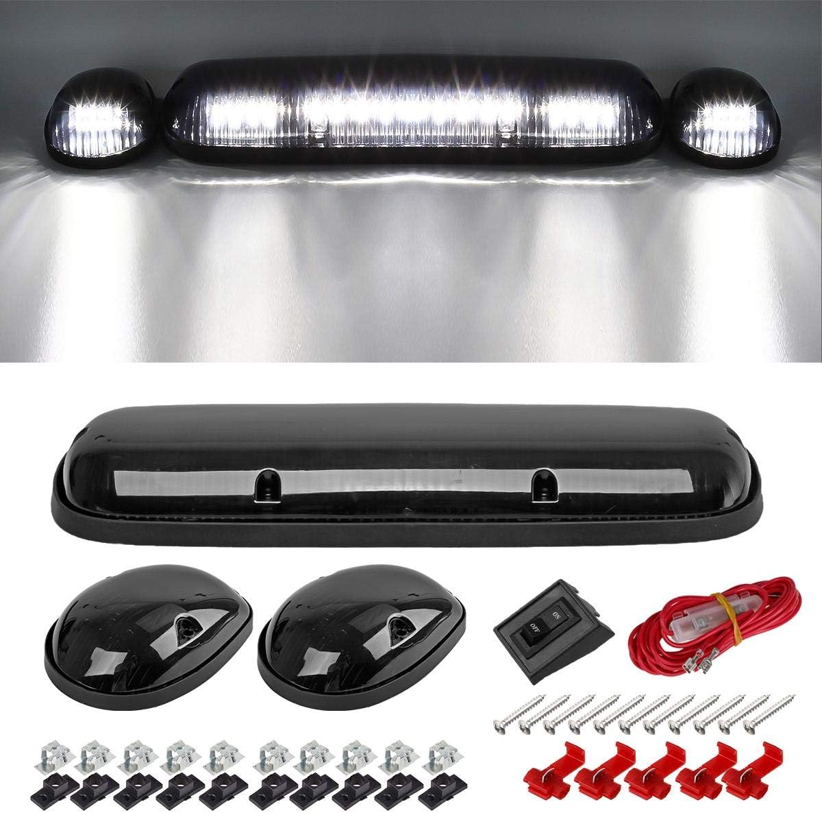 Partsam 3pcs Smoke Cover Lens White 30 LED Cab Marker Lights