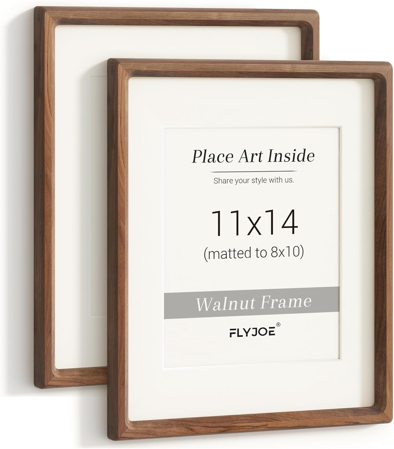 11x14 Picture Frame Set of 2 - Handcrafted Walnut Wood Frames