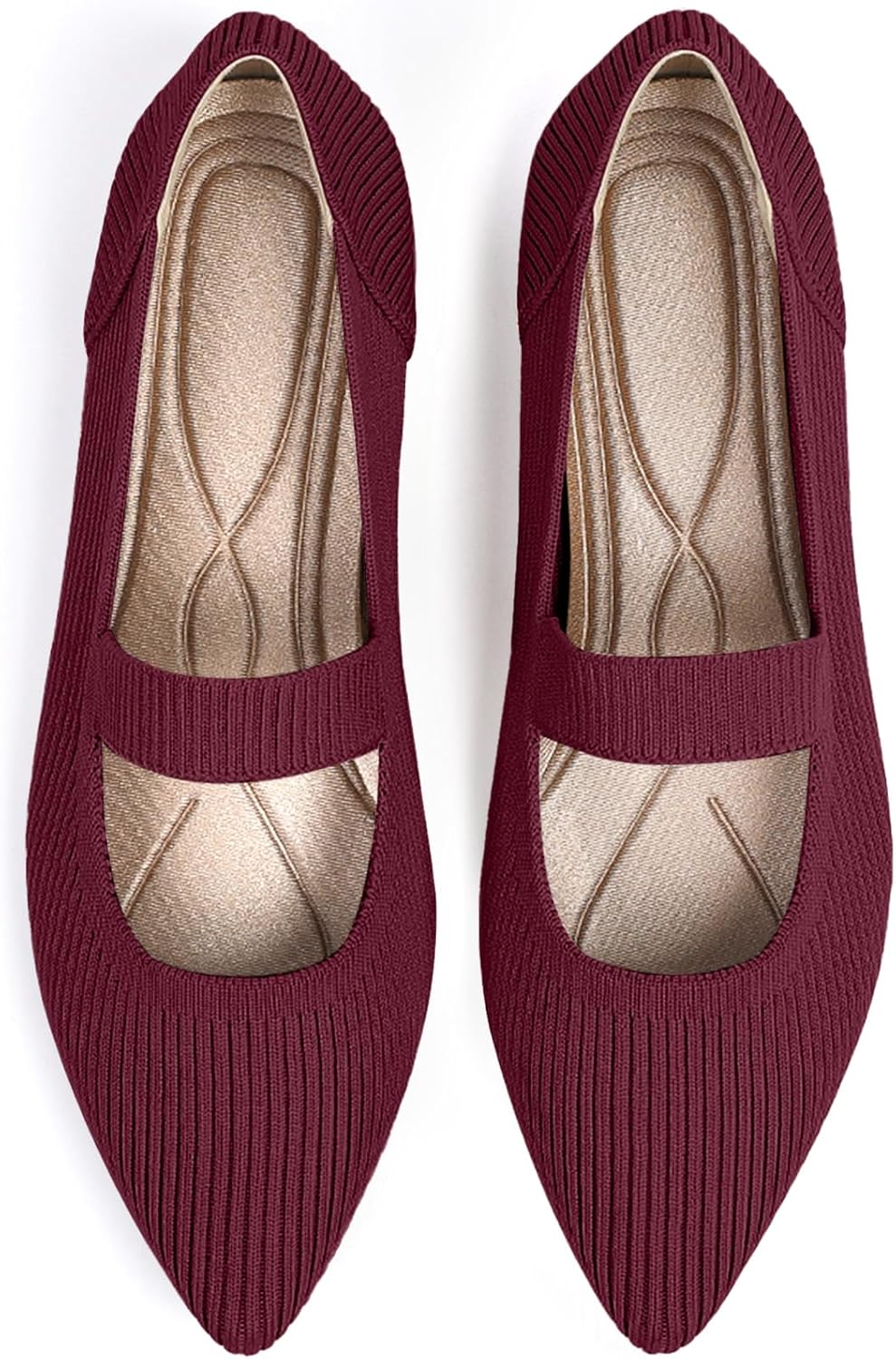 Women's Flats Shoes Pointed Toe Knit Washable Ballet Style