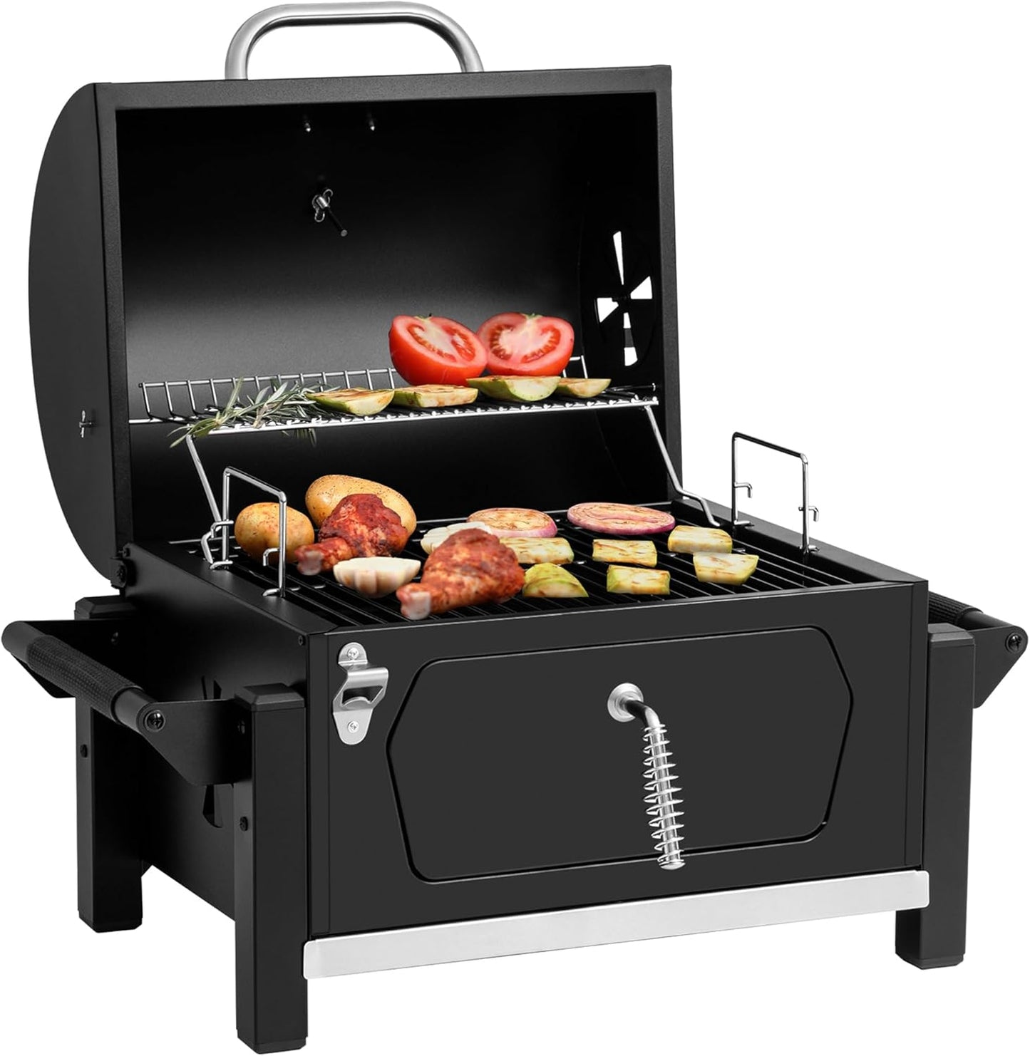 Portable Charcoal Grill with Warming Rack for Outdoor Cooking