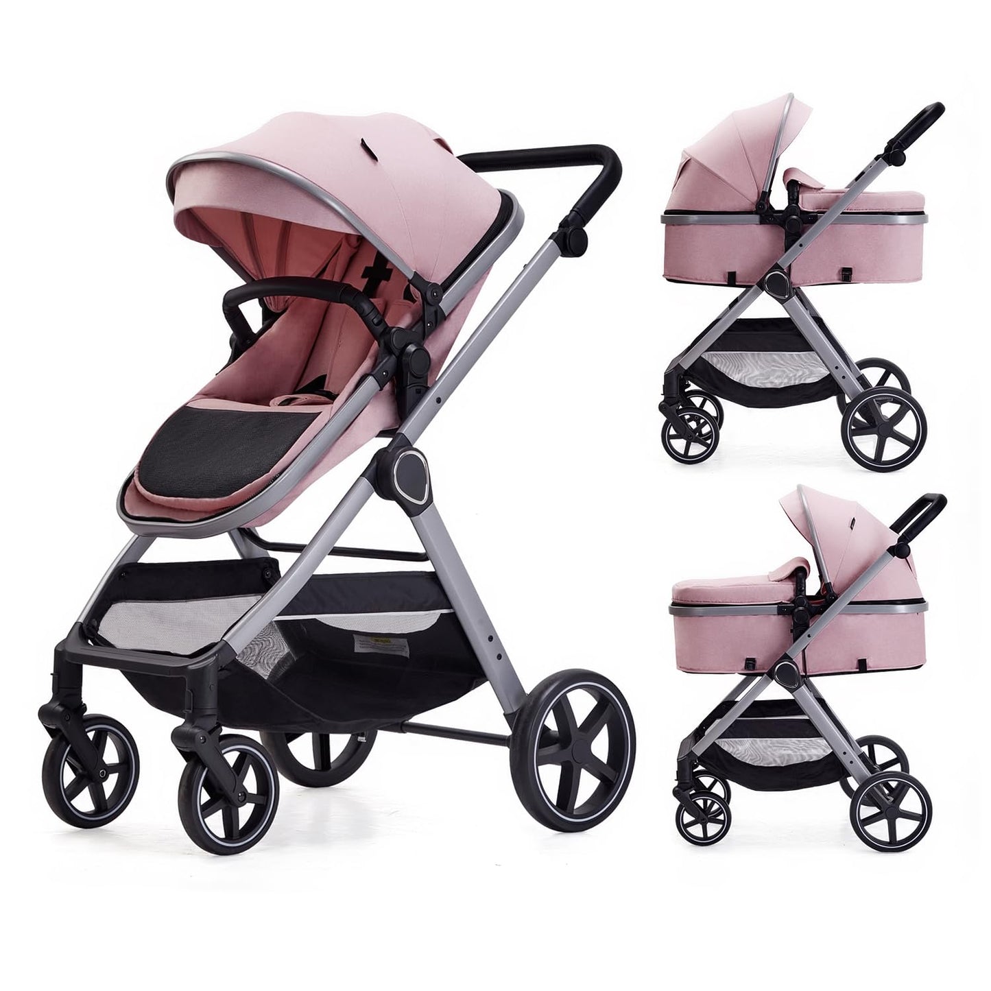 2 in 1 Baby Stroller for Newborns and Toddlers - Pink Pram