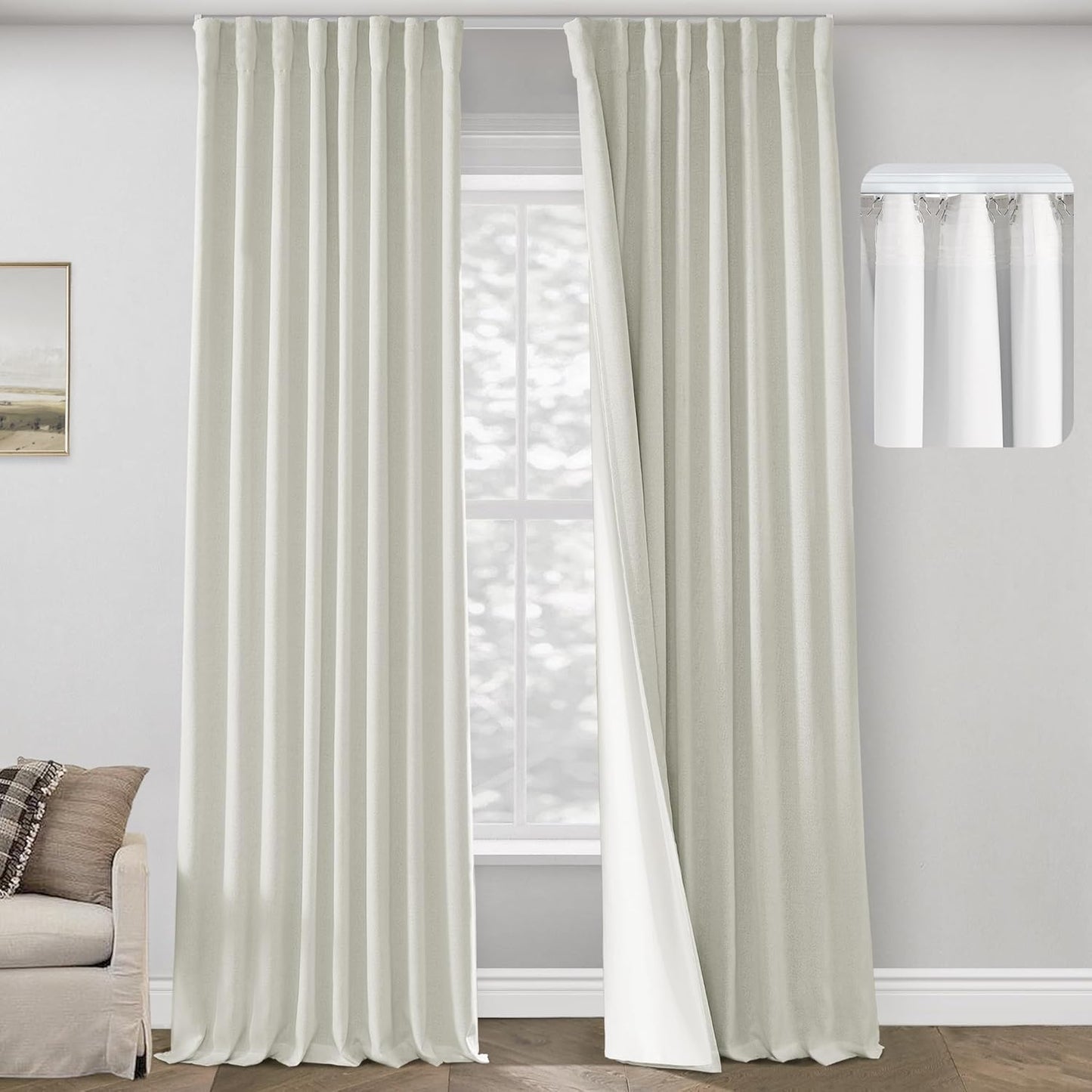 PANELSBURG Off White Back Tab Room Darkening Thermal Curtains