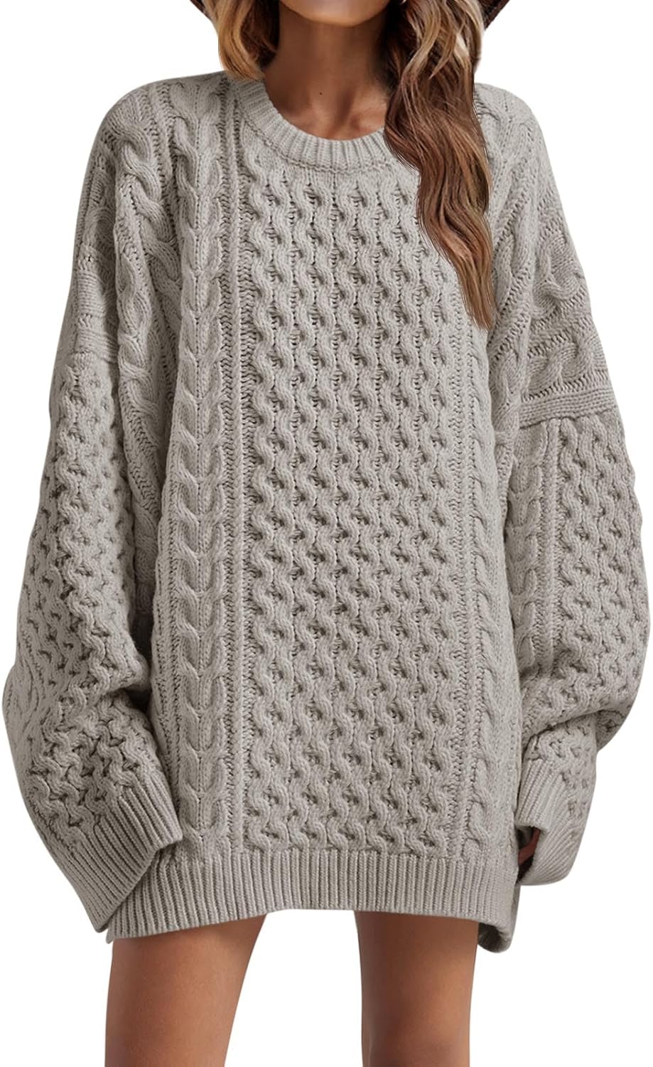 Oversized Chunky Cable Knit Sweater for Women - Cozy Style