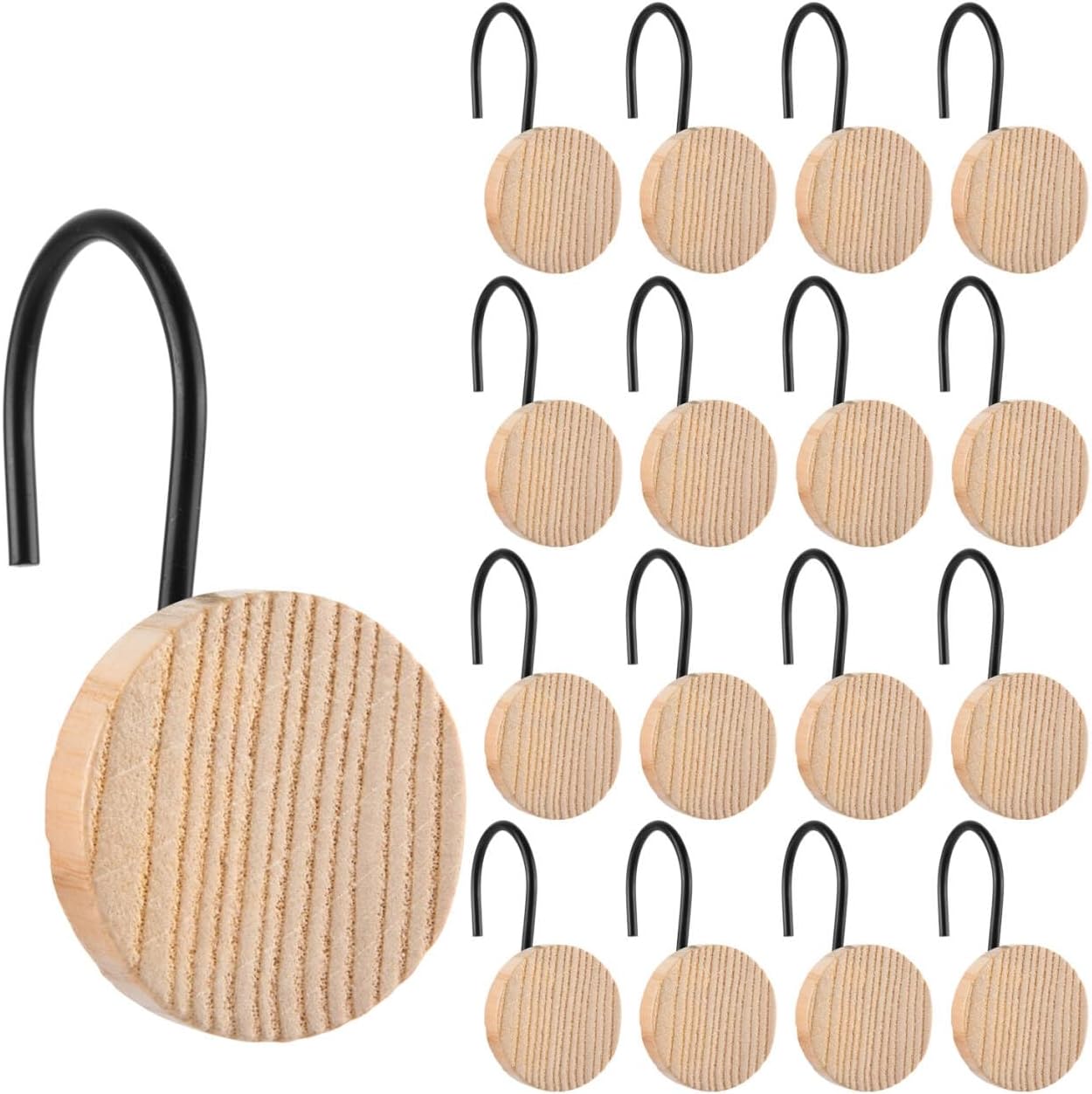 Modern Black Wood Shower Hooks Set by EVOOKA
