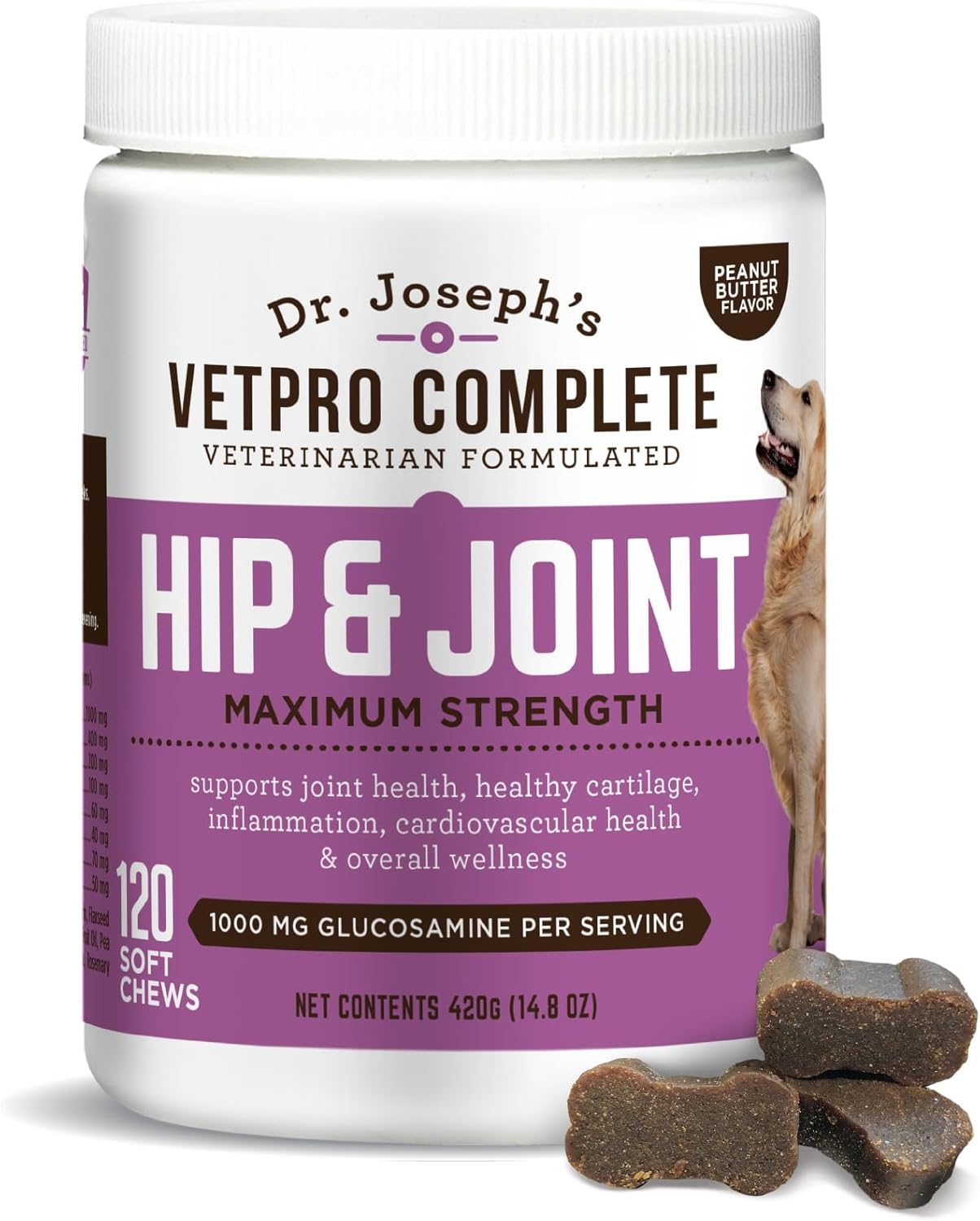 VetPro Complete Peanut Butter Hip and Joint Chews for Dogs