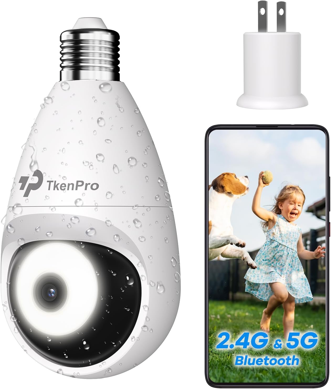 3K Light Bulb Security Camera Wireless Outdoor with Night Vision
