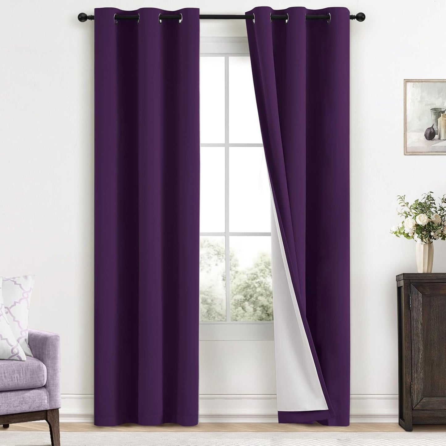 Yakamok Room Darkening Blackout Curtains for Bedroom and Living Room